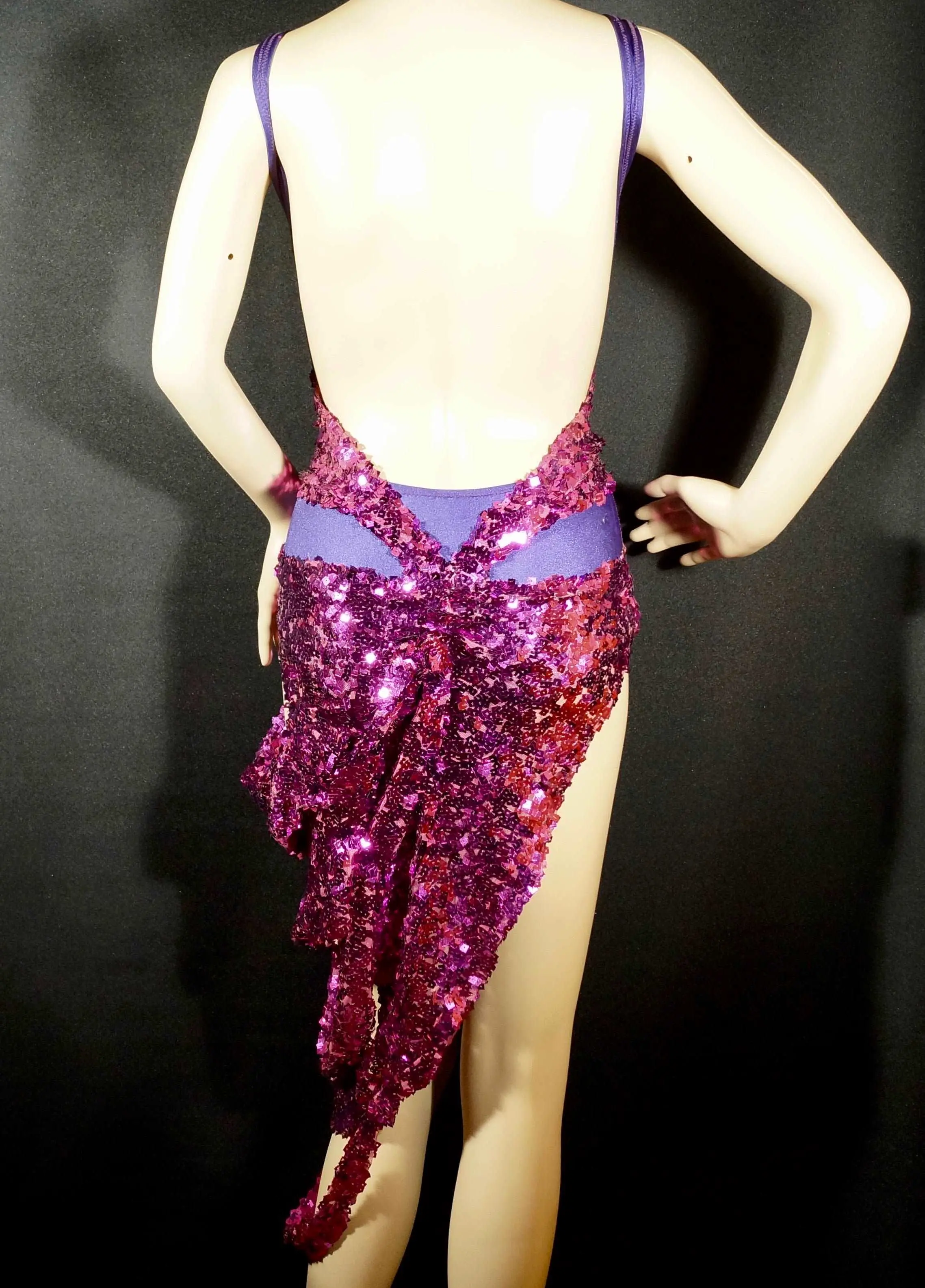 Abraham Martinez Purple Latin Dress with Sequins