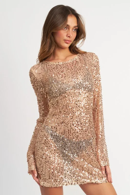 ANNABELL BELL SLEEVE SEQUINS MINI DRESS