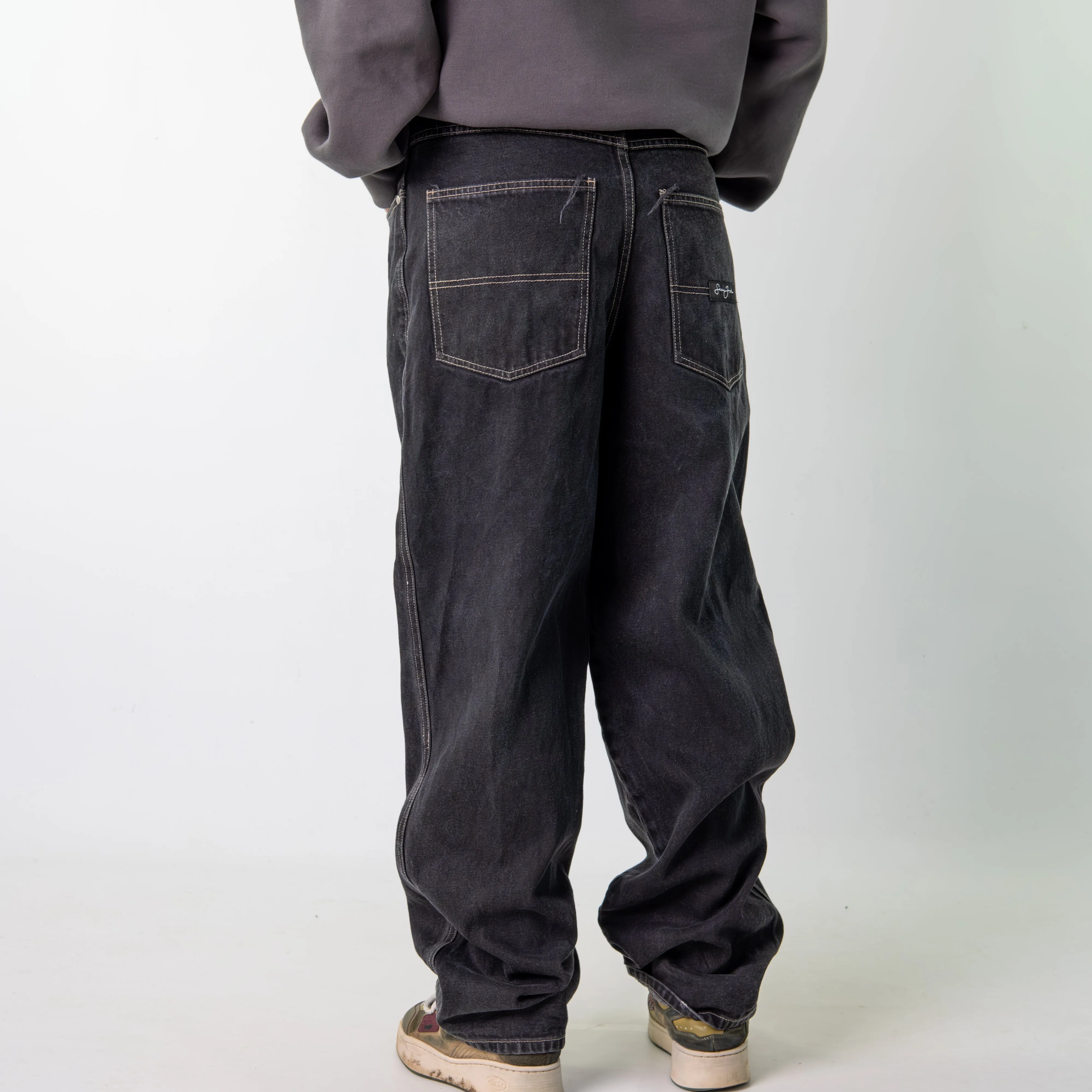 Black 90s Baggy Hip Hop  Cargo Skater Trousers Pants Jeans (32x34)