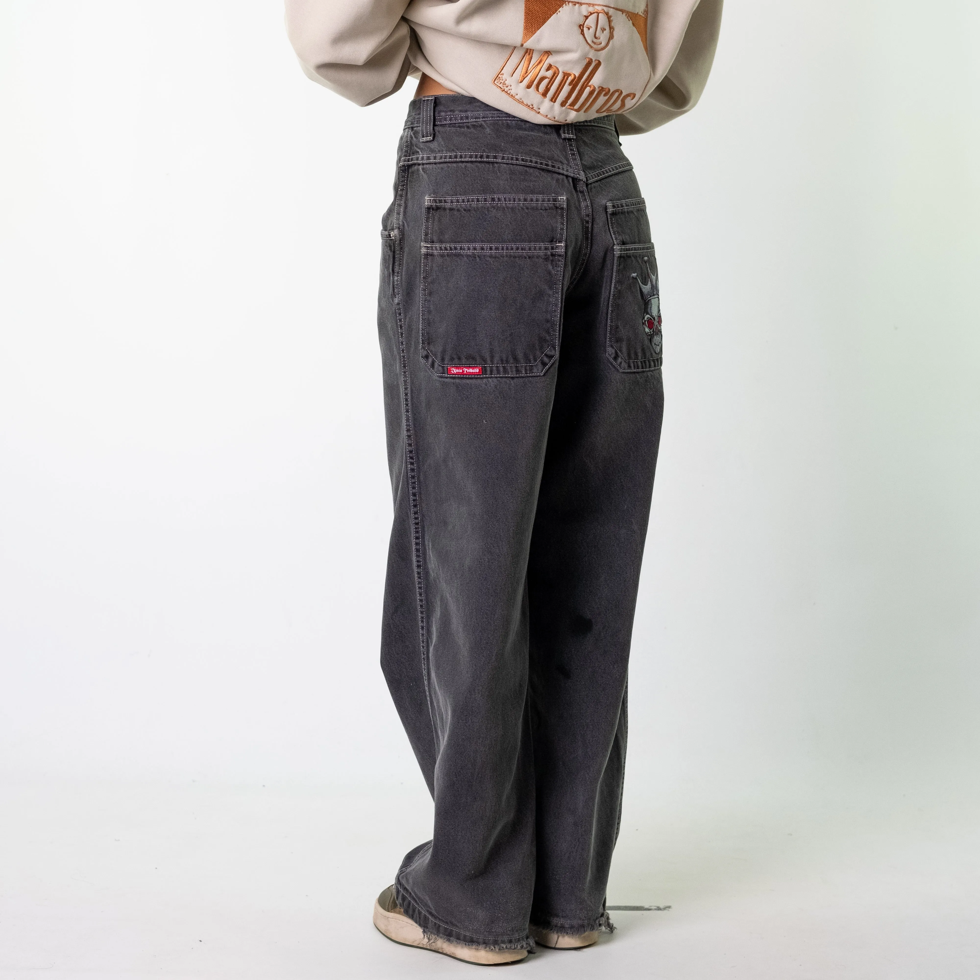 Black 90s Baggy Hip Hop JNCO Cargo Skater Trousers Pants Jeans (30x33)