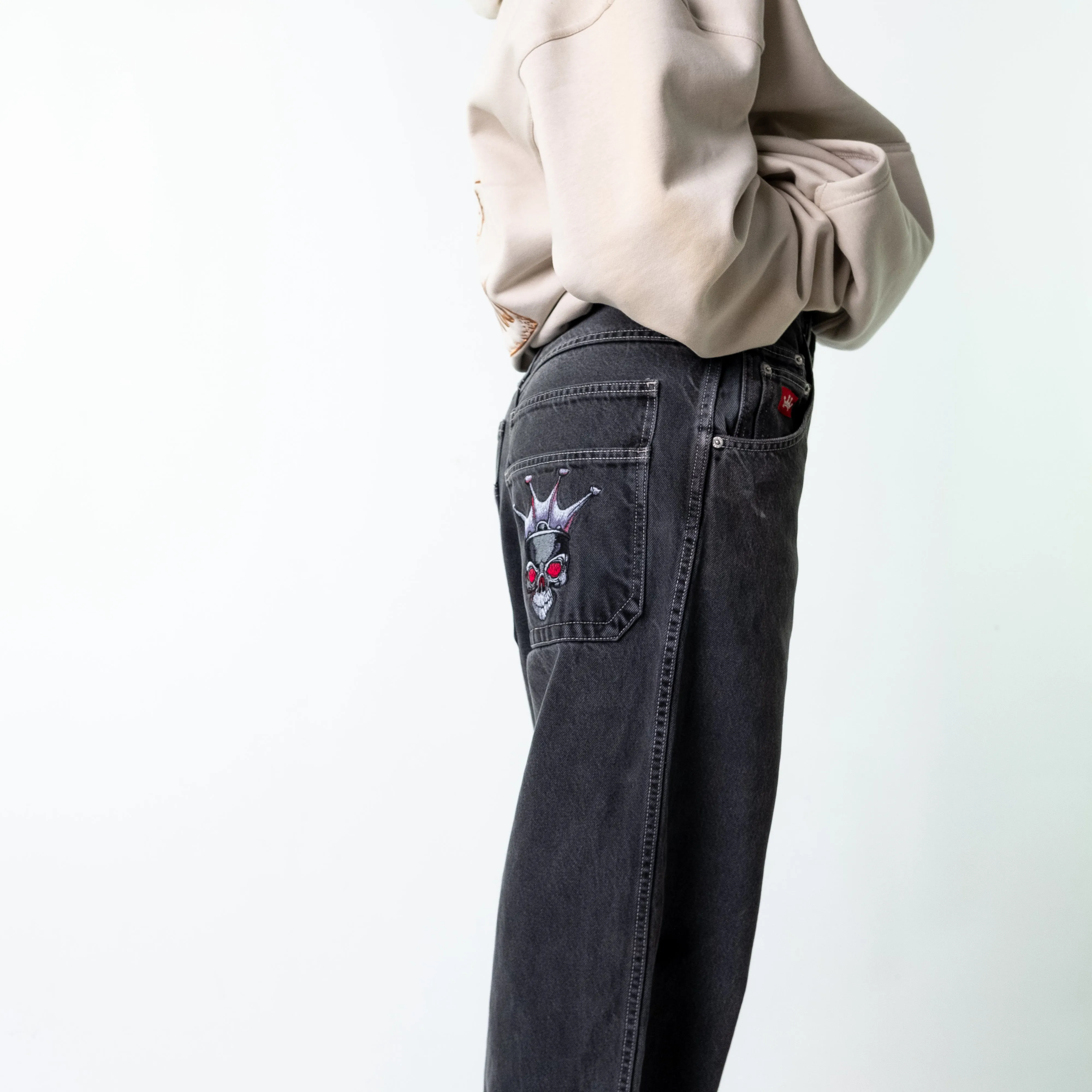 Black 90s Baggy Hip Hop JNCO Cargo Skater Trousers Pants Jeans (30x33)