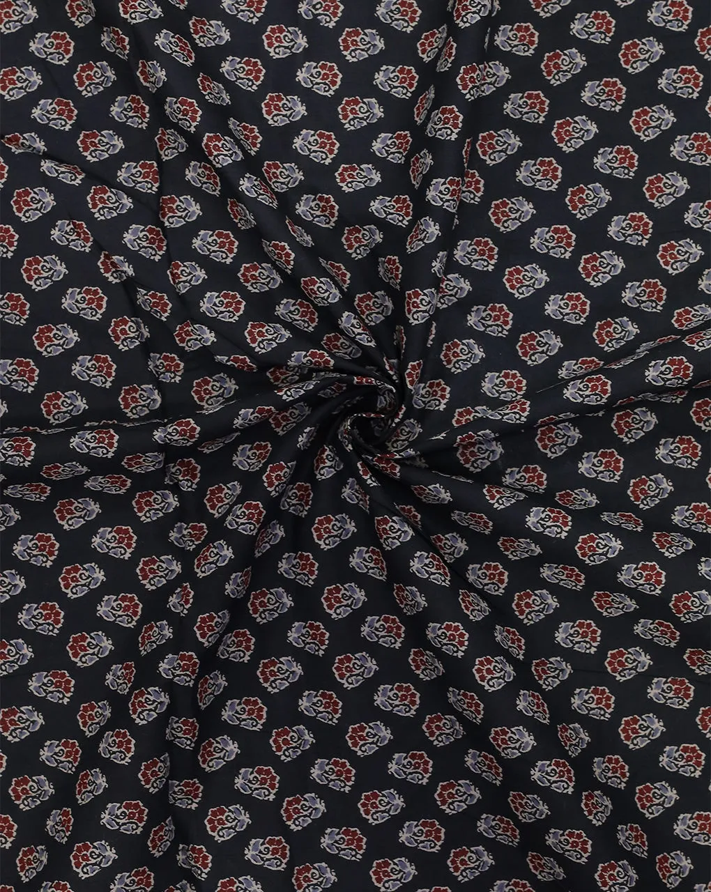 BLACK SMALL FLORAL DESIGN COTTON PRINTED FABRIC