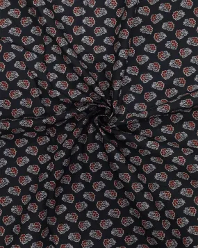 BLACK SMALL FLORAL DESIGN COTTON PRINTED FABRIC