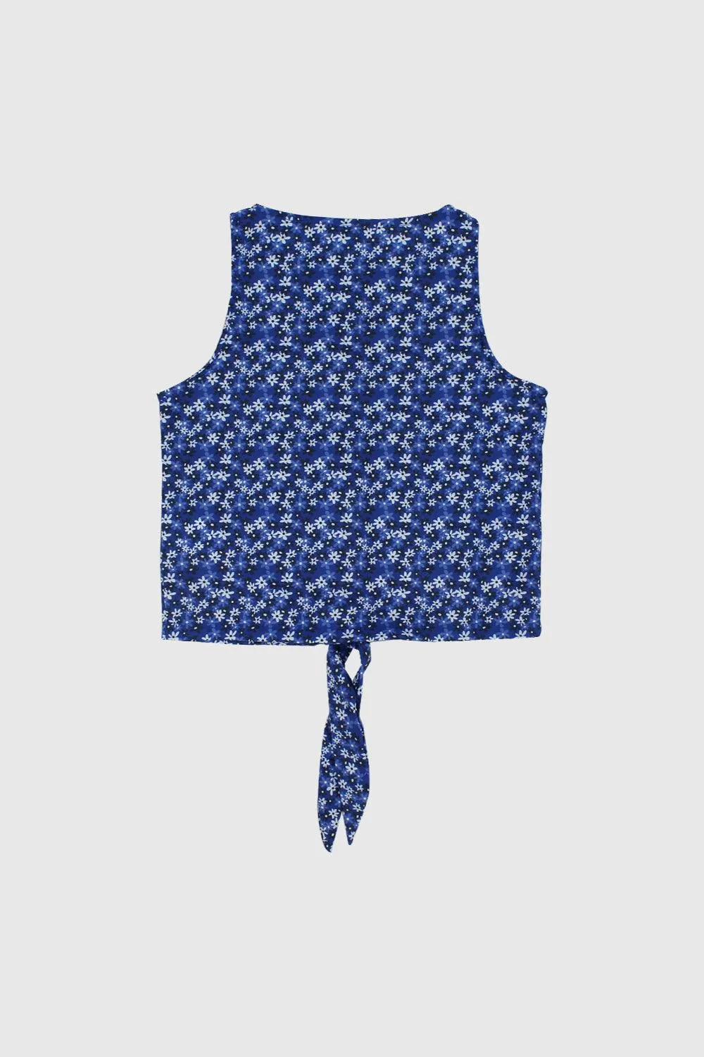 Blue Floral Sleeveless Blouse