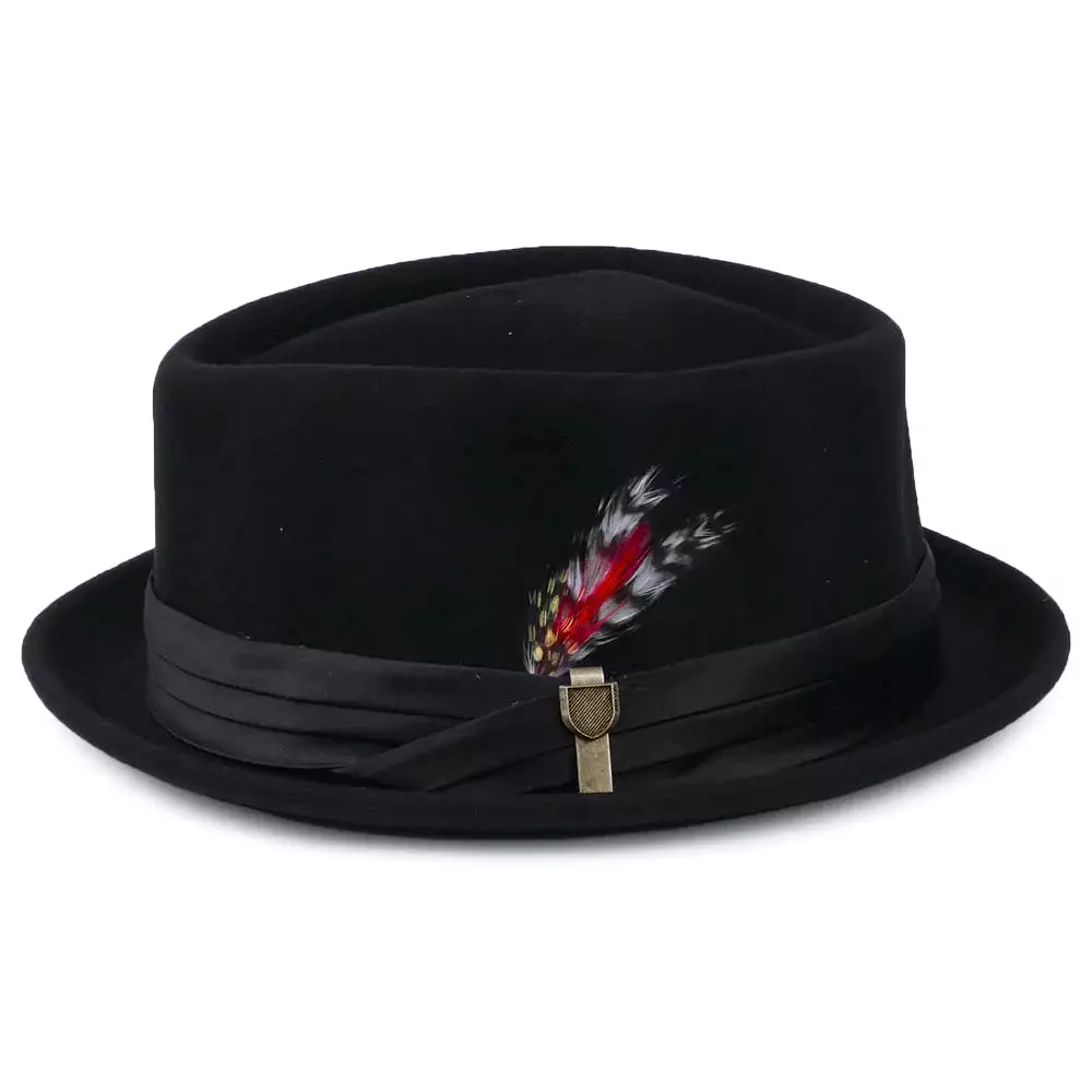 Brixton Stout Pork Pie Hat - Black / Black Band