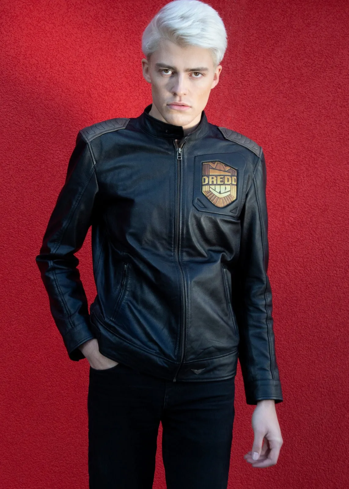 Buy Mens Judge Dredd Black Leather Jacket | Luca Jackets