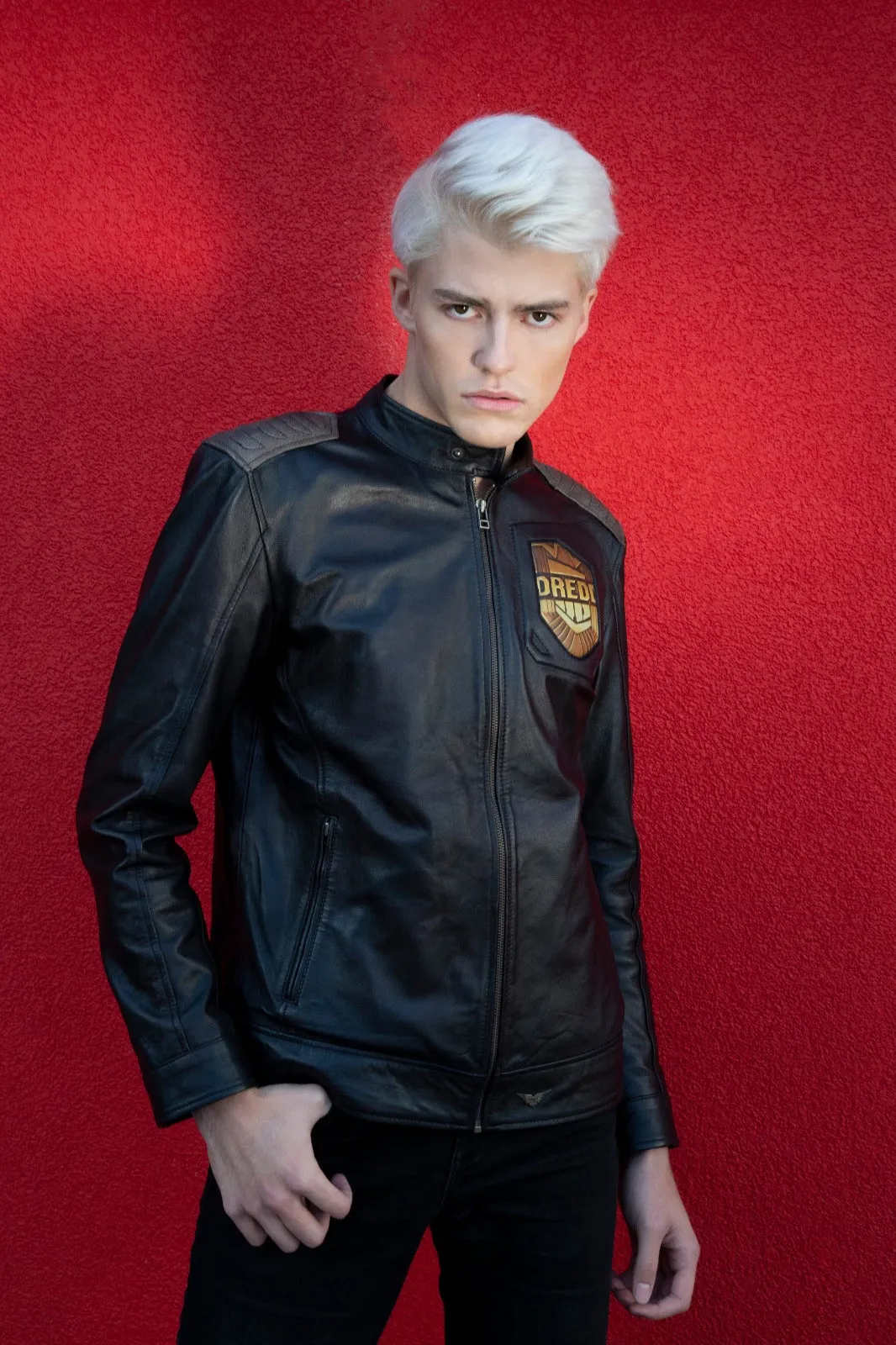 Buy Mens Judge Dredd Black Leather Jacket | Luca Jackets