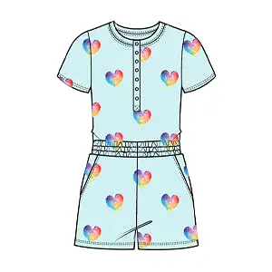 Chaser Rainbow Hearts Girls Romper