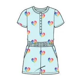 Chaser Rainbow Hearts Girls Romper