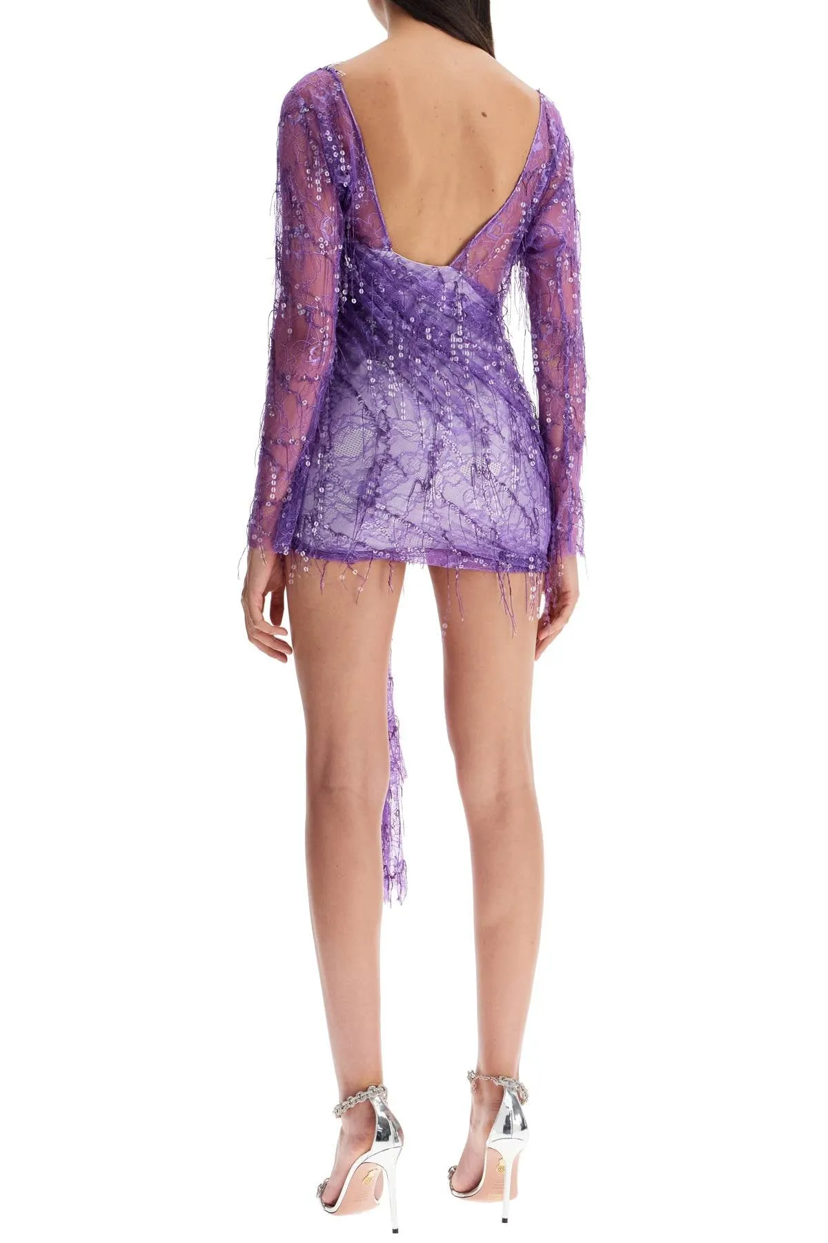 Christopher Esber Mini Lace Dress With Sequins   Purple