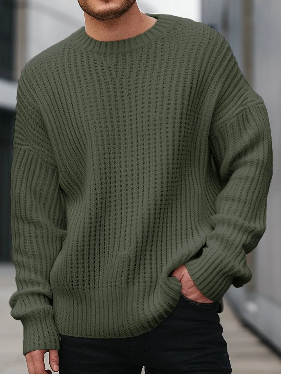 Comfortable Casual Crew Neck Solid Color Sweater