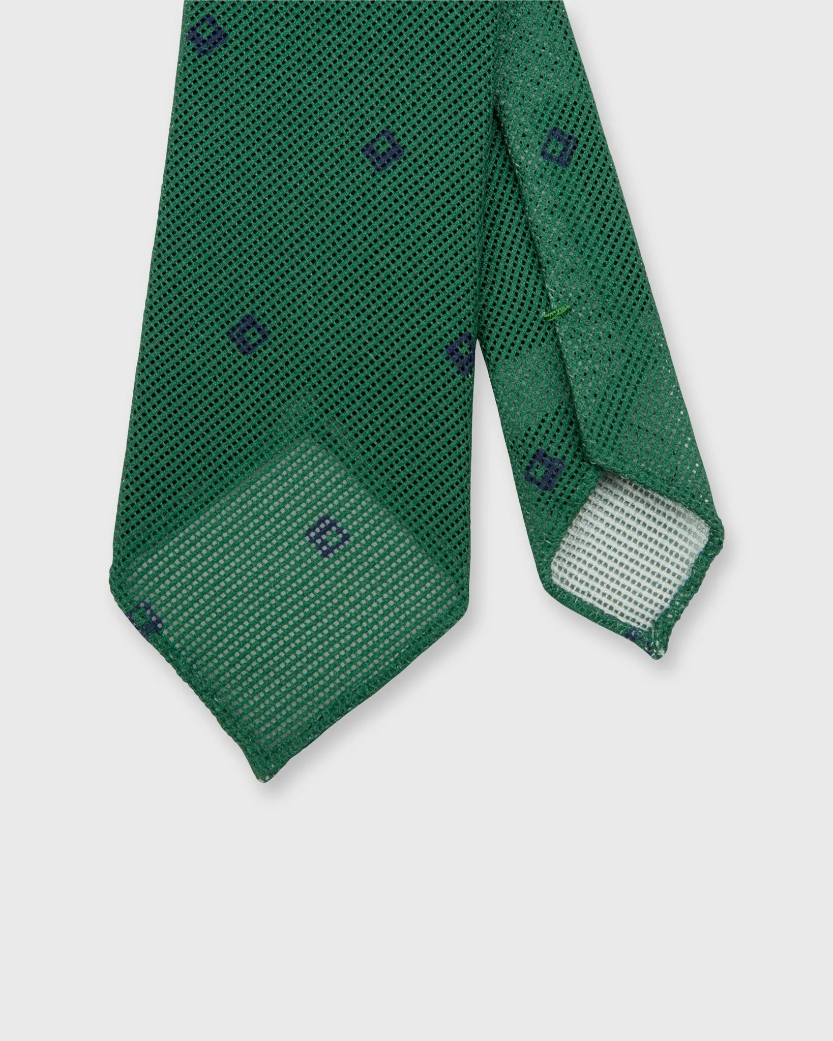 Cotton Woven Tie in Pine/Navy Diamonds