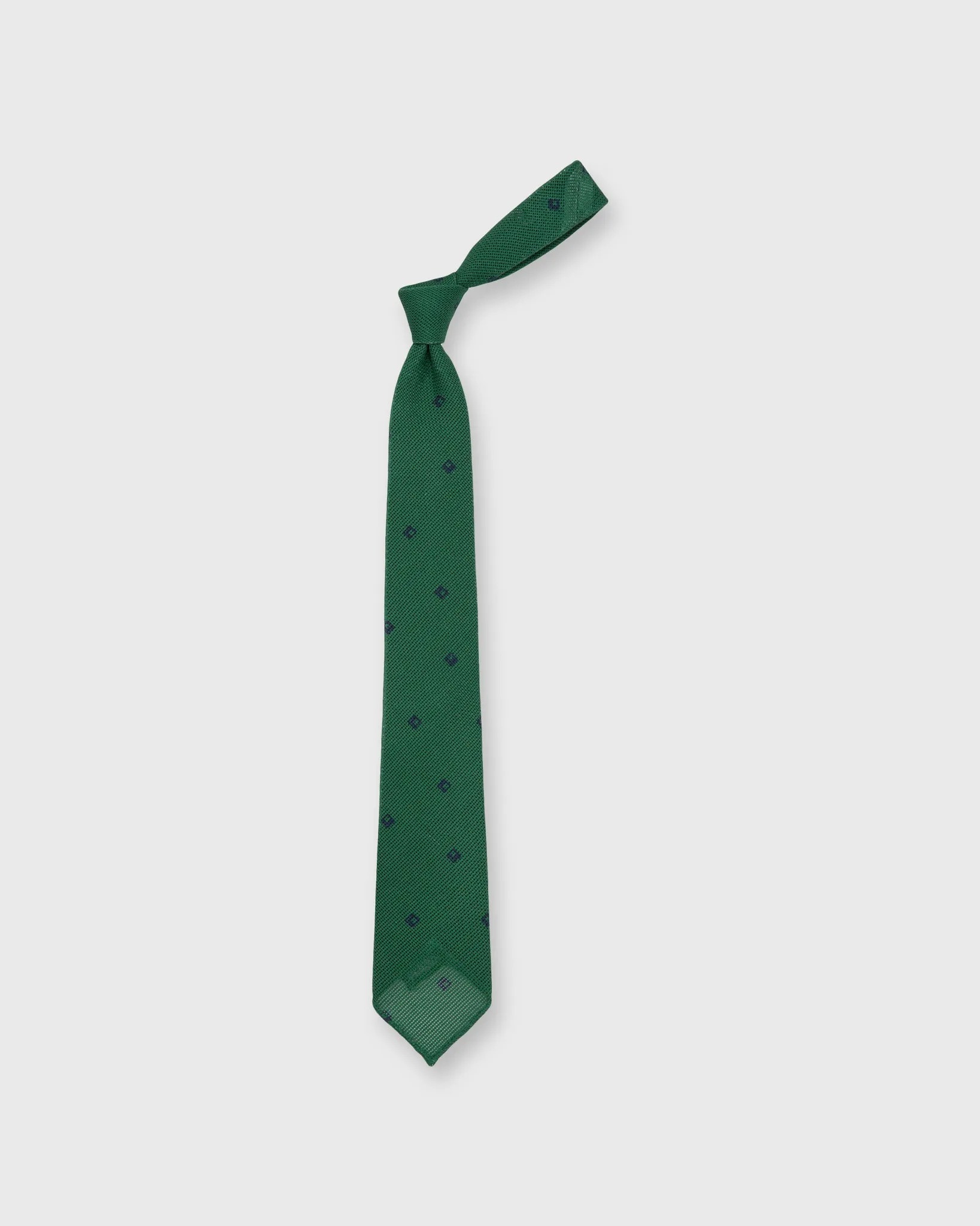 Cotton Woven Tie in Pine/Navy Diamonds