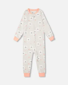 Deux par Deux Girl's Organic Cotton One Piece Long Sleeve Bears Printed  Pajama