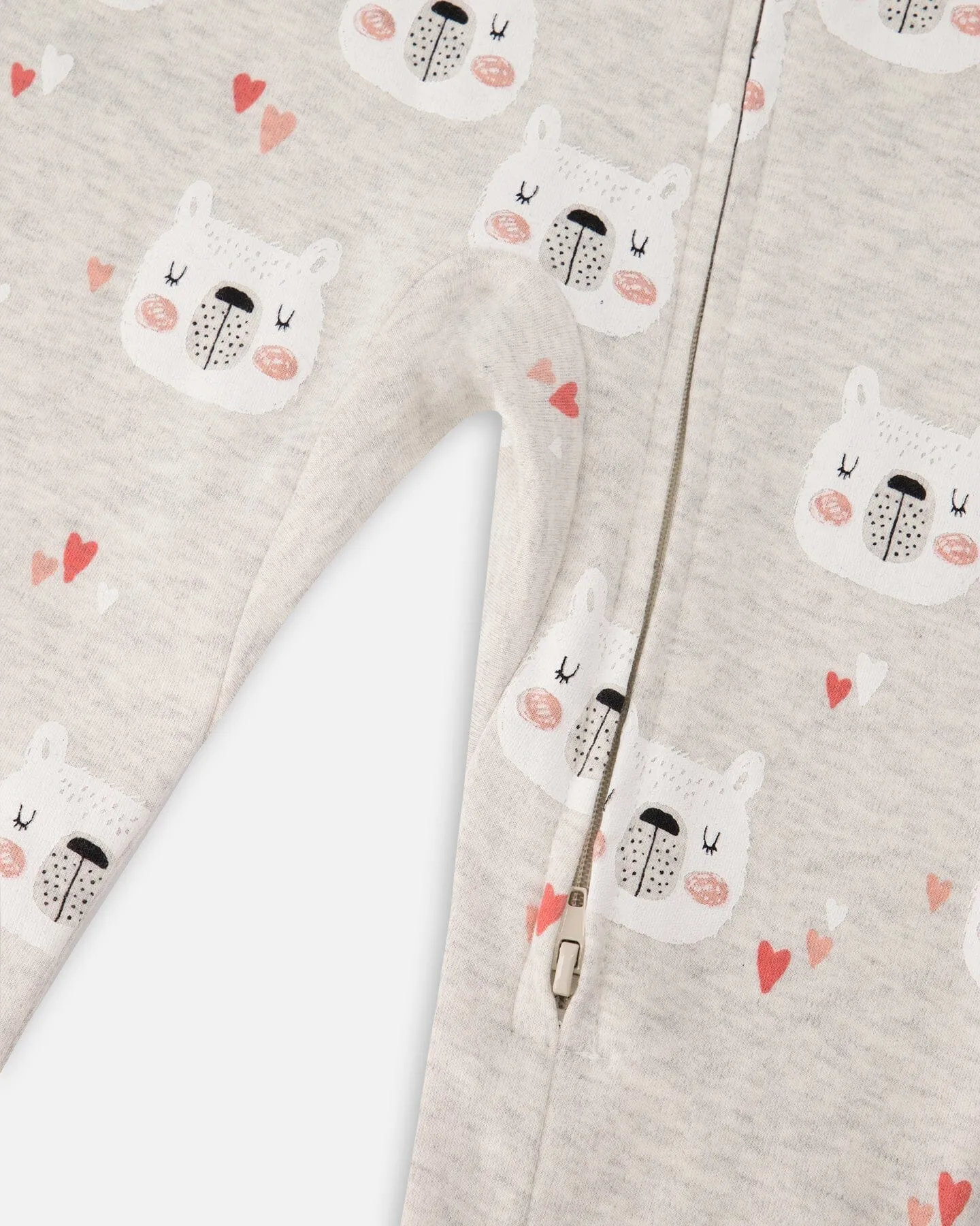 Deux par Deux Girl's Organic Cotton One Piece Long Sleeve Bears Printed  Pajama