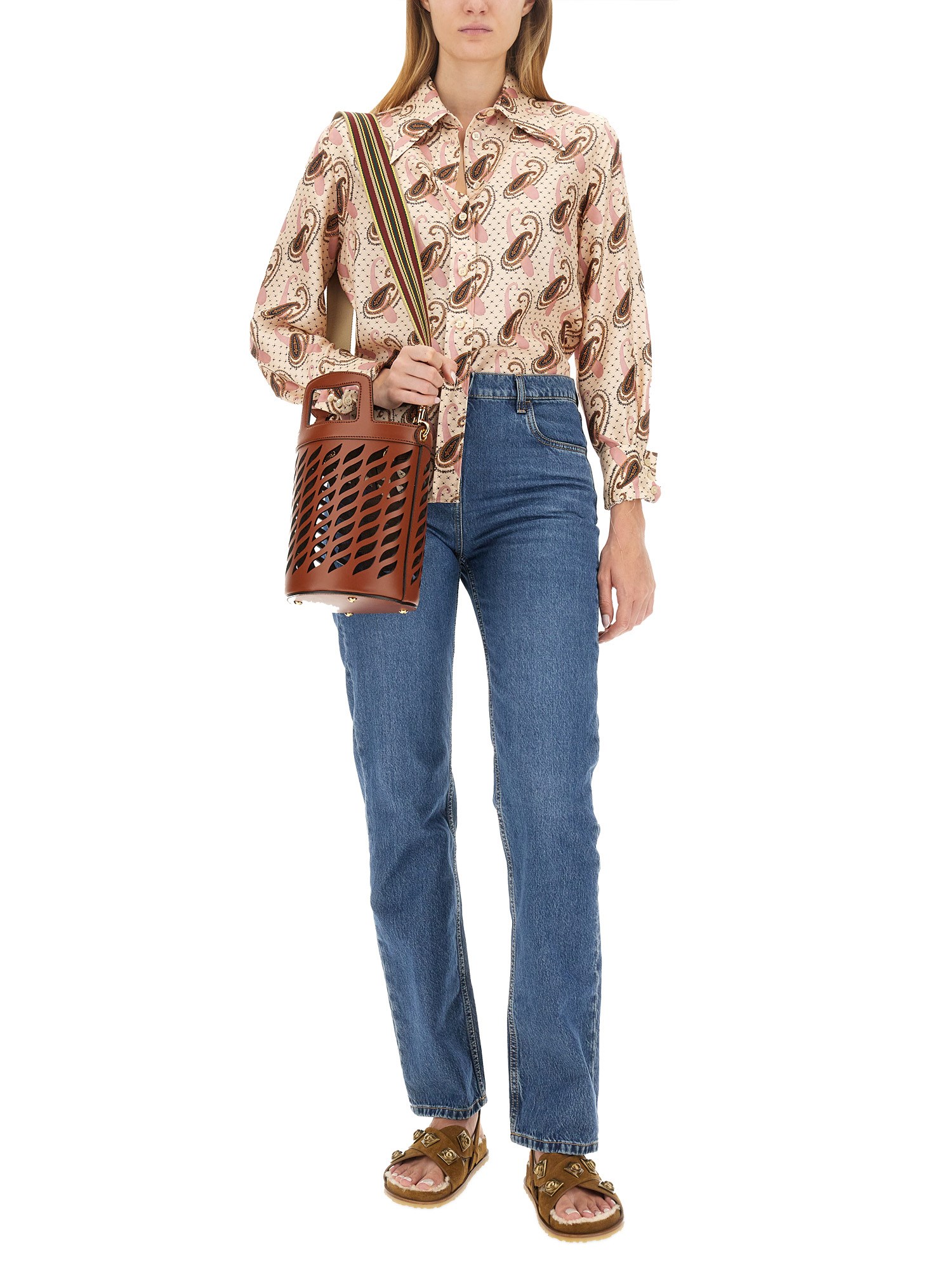 ETRO    COTTON DENIM JEANS WITH LOGO EMBROIDERY