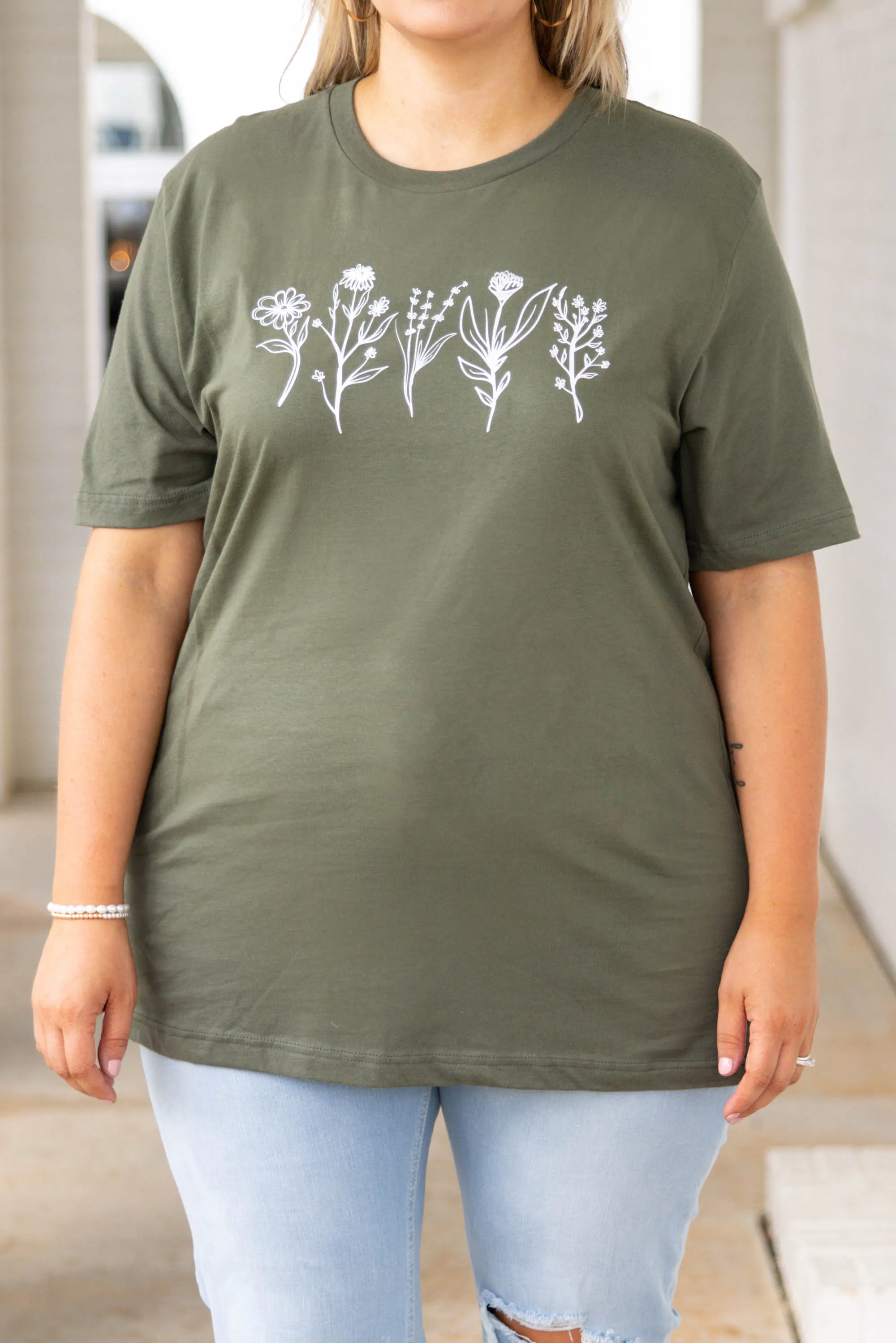 Ever Bloom Tee, Military Green