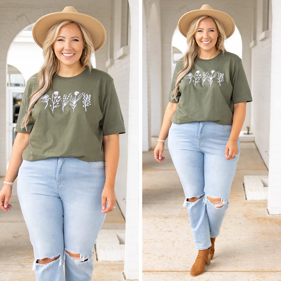 Ever Bloom Tee, Military Green