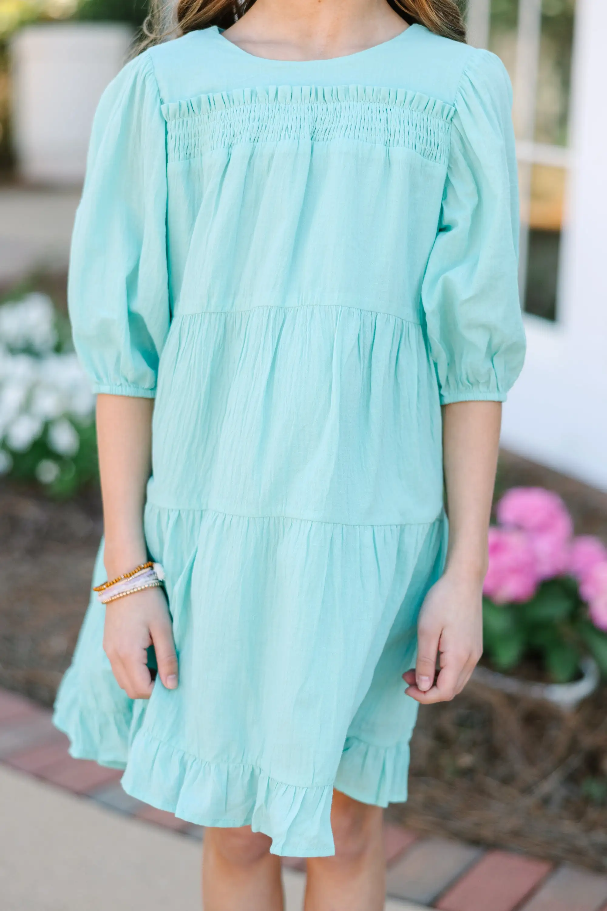 Girls: Clear Skies Blue Ruffled Dress