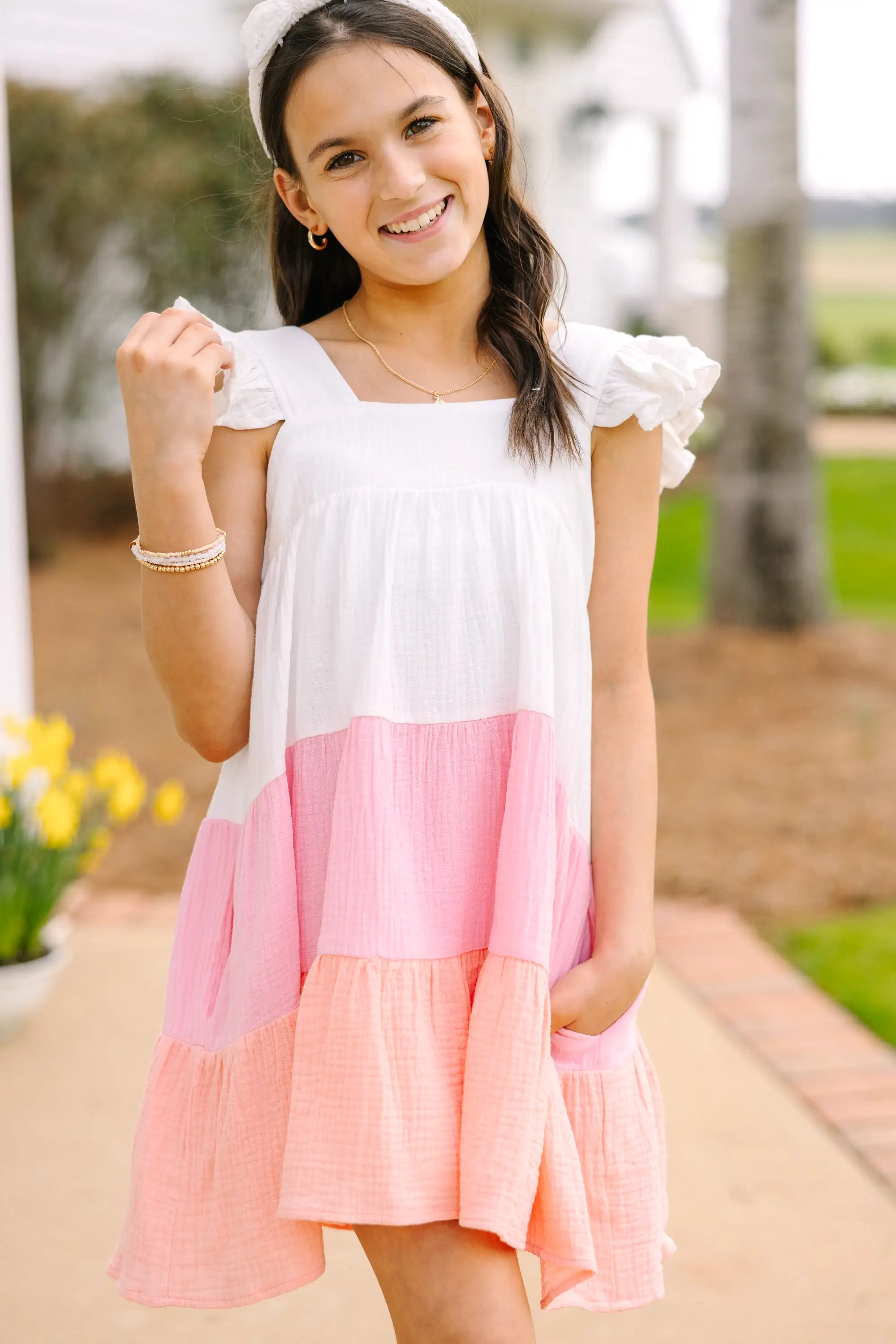 Girls: Feeling So Sweet Pink Colorblock Dress