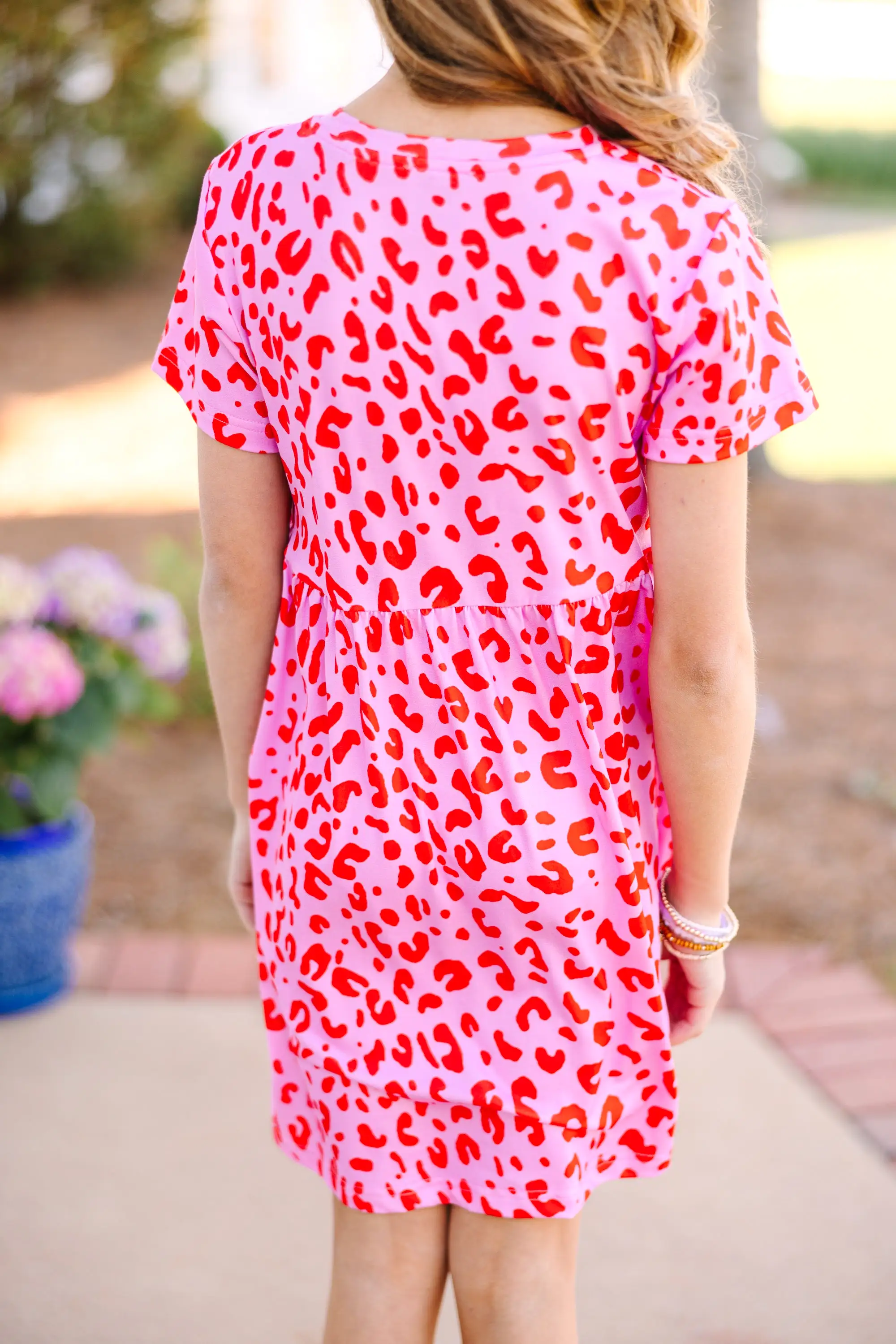 Girls: Happy Days Fuchsia Leopard Babydoll Dress