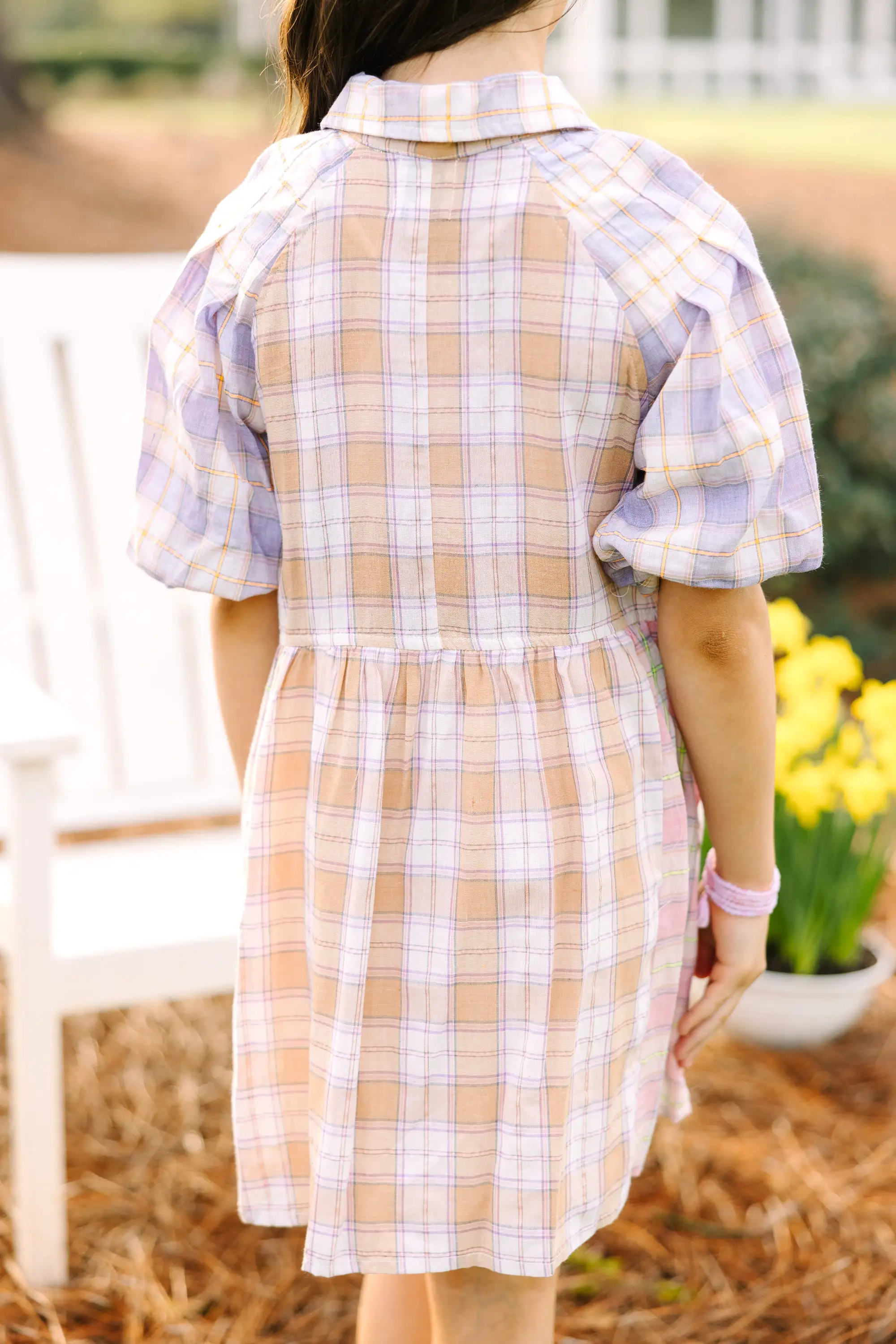 Girls: Happy Place Lavender Purple Plaid Dress