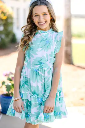 Girls: Kept Promises Mint Green Floral Babydoll Dress