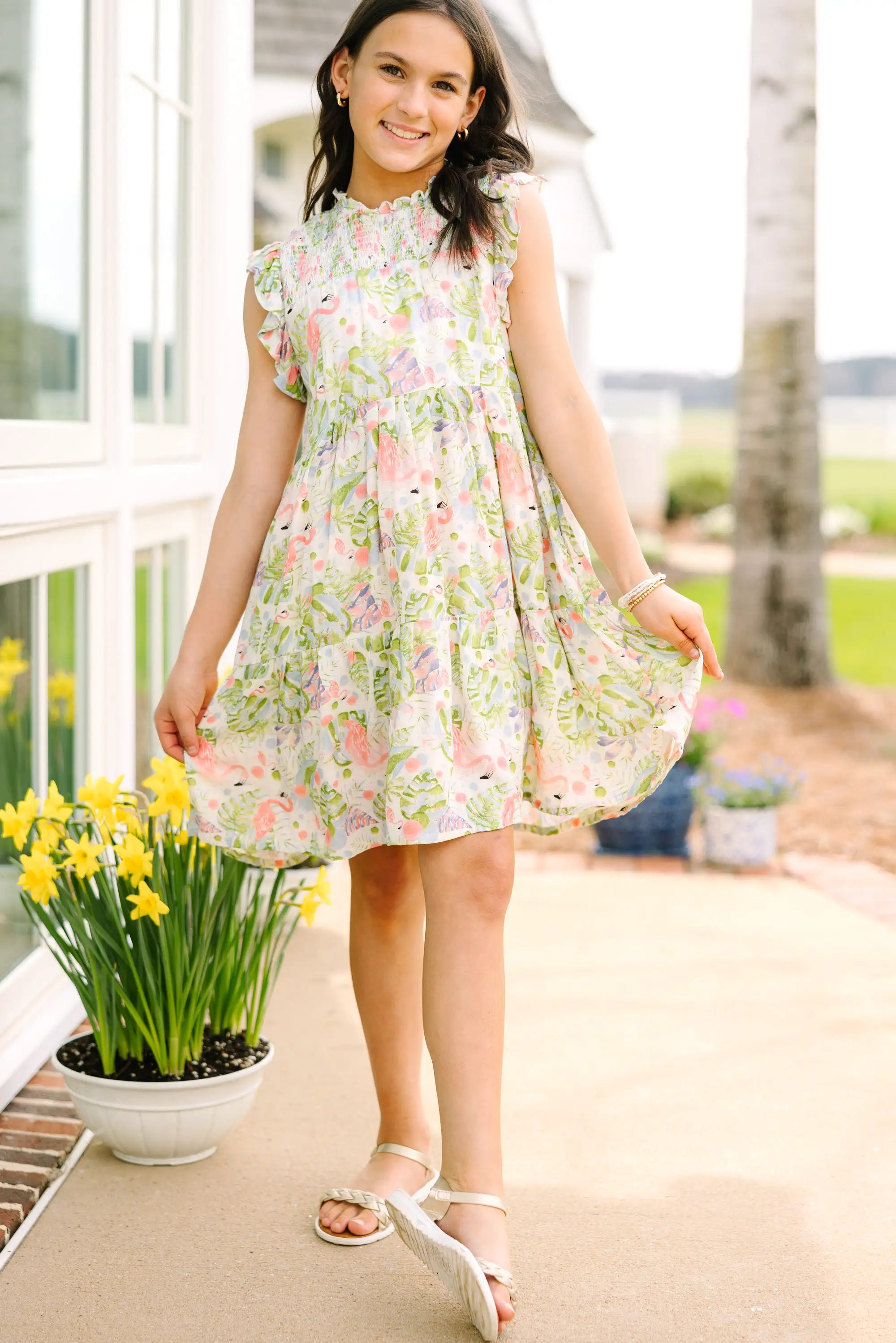 Girls: Out In The Sun Pink Flamingo Dress