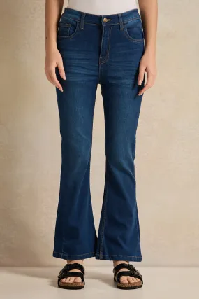 Girls Senior Blue Flared Leg Jeans