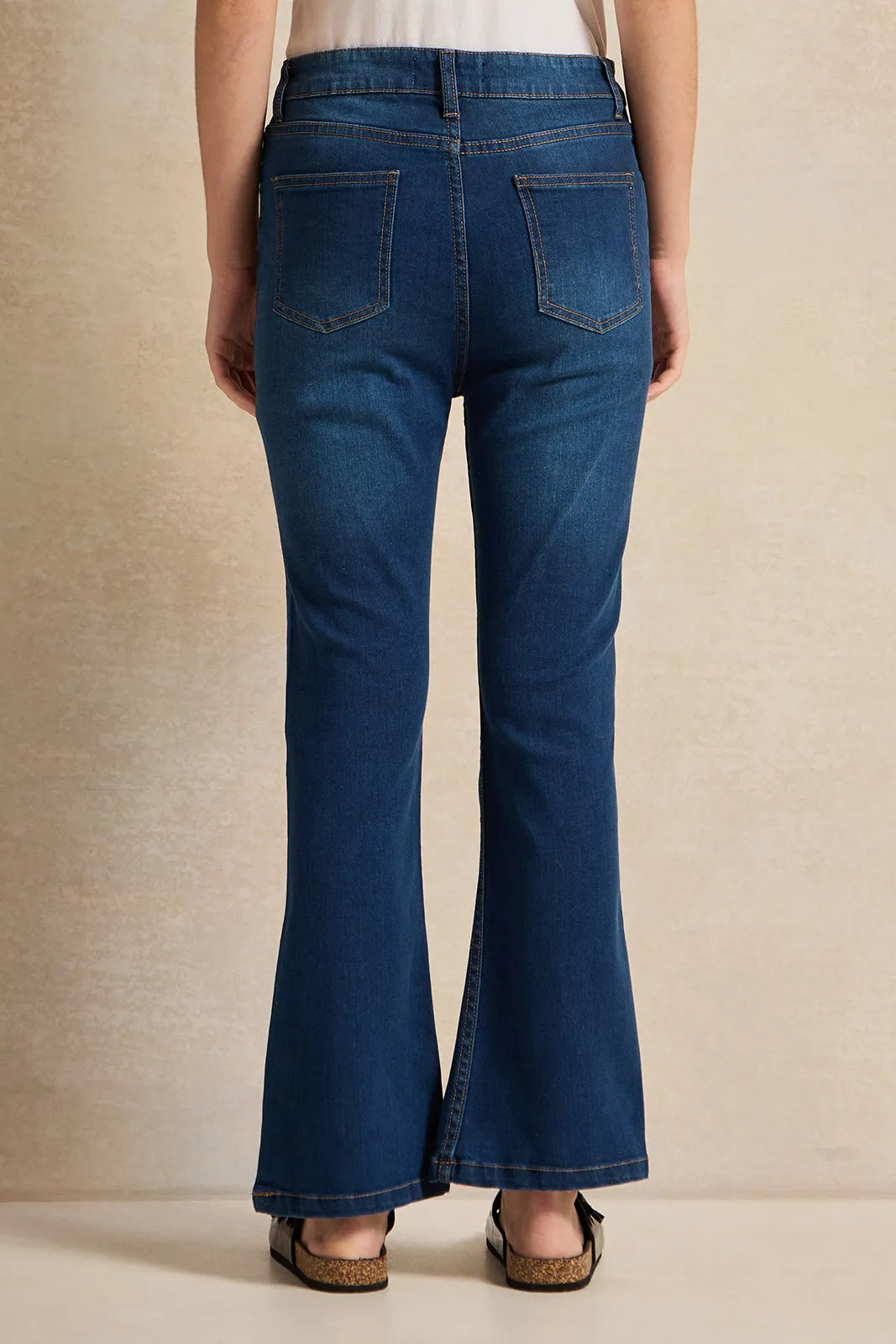 Girls Senior Blue Flared Leg Jeans