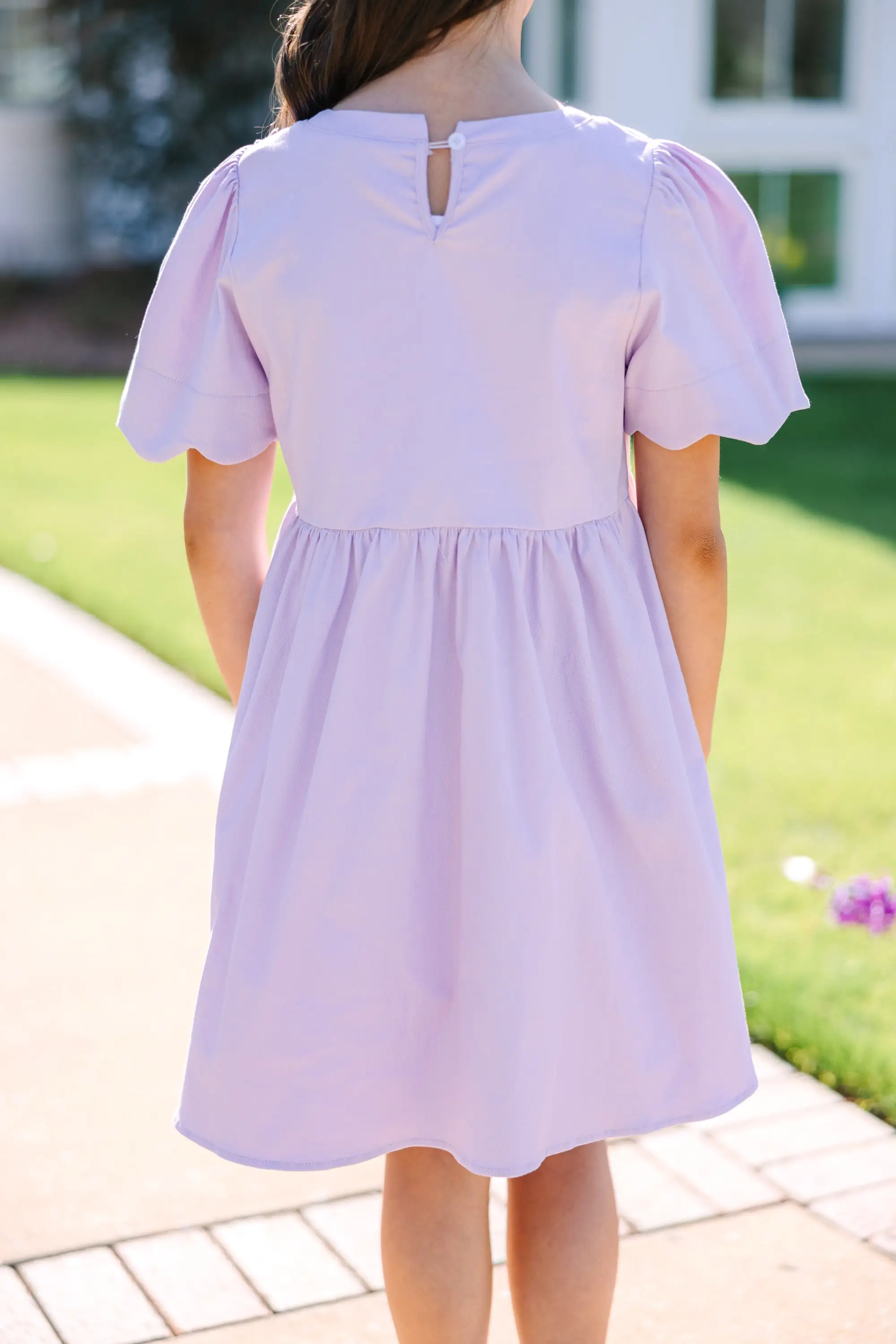 Girls: Time Goes By Lavender Purple Scalloped Dress