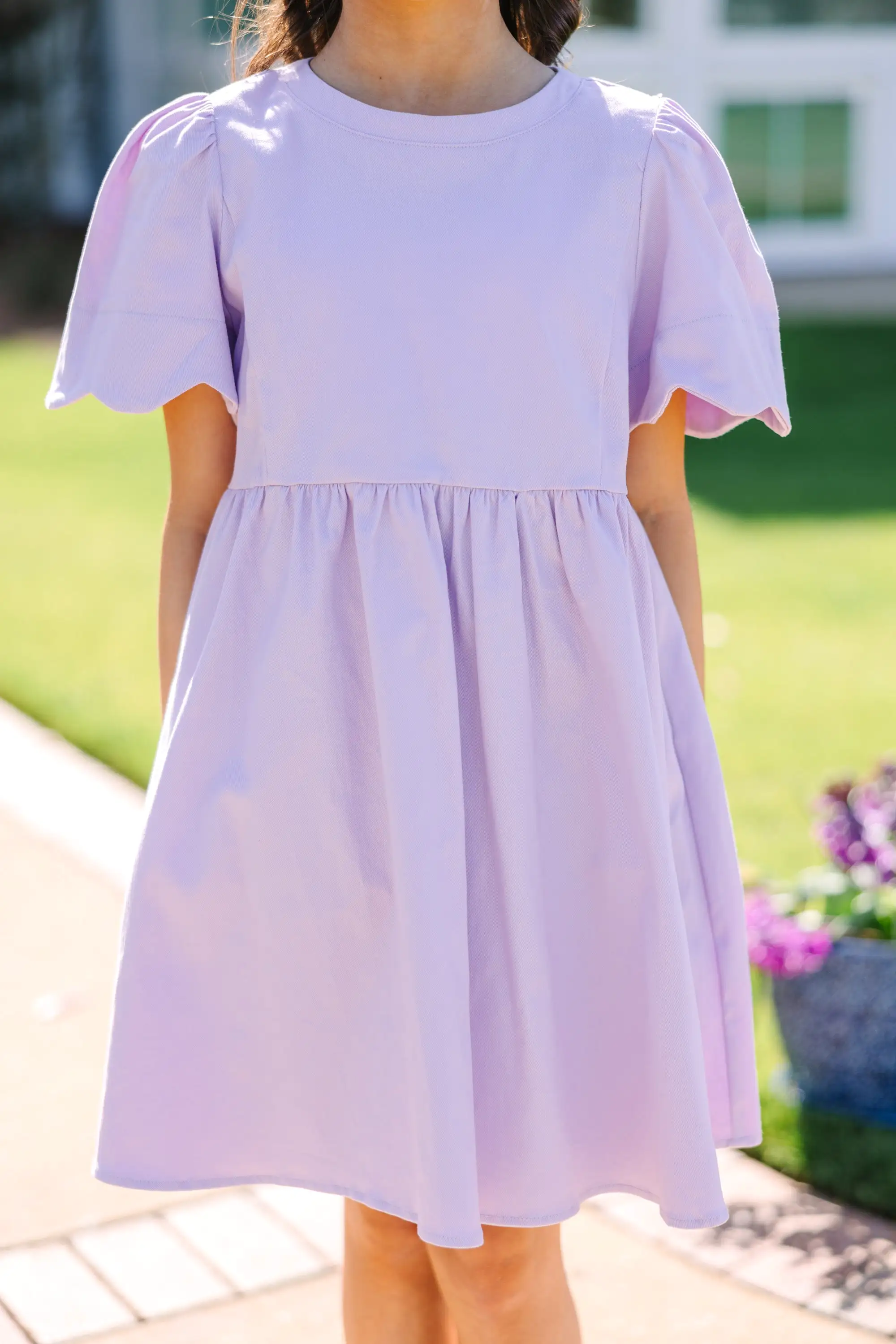 Girls: Time Goes By Lavender Purple Scalloped Dress