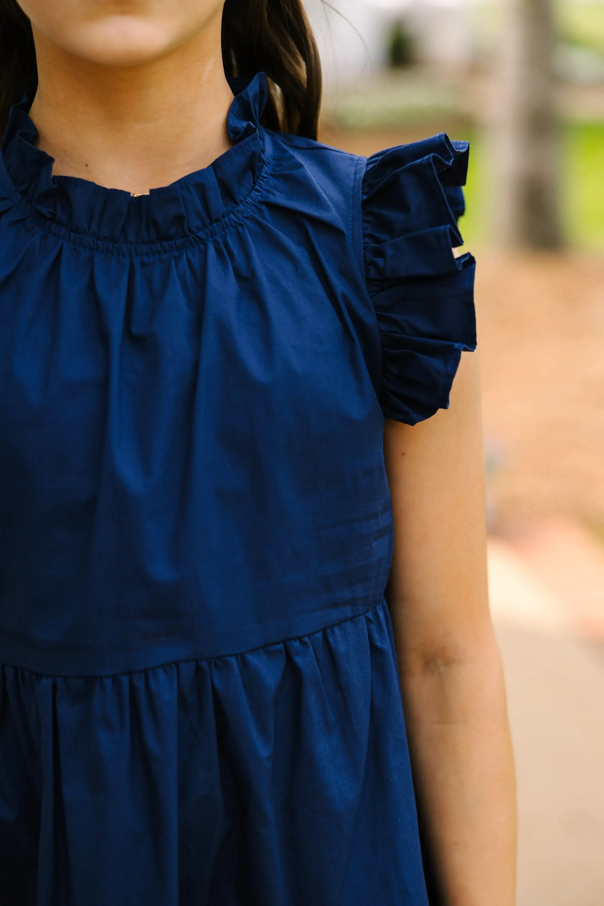 Girls: What Dreams Are Made Of Navy Blue Ruffled Dress