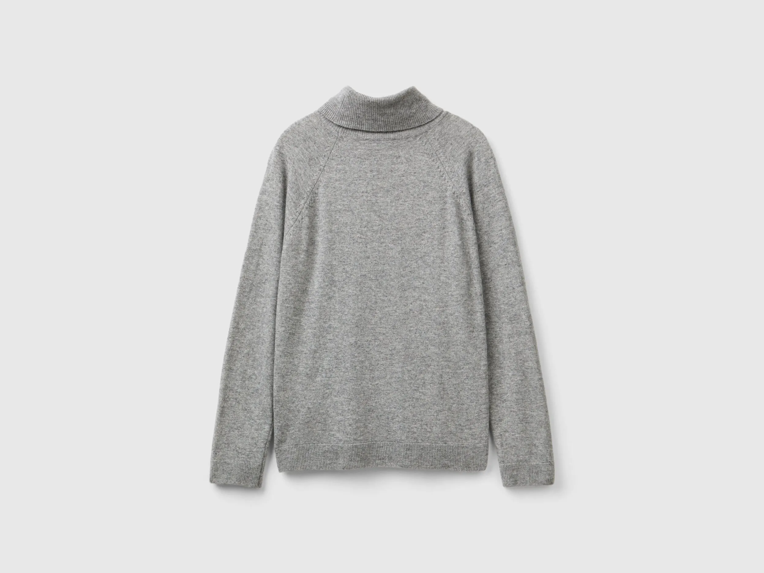 Gray turtleneck sweater in cashmere and wool blend - Light Gray | Benetton