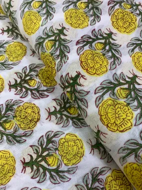 Hand Block Printed pure mul cotton fabric