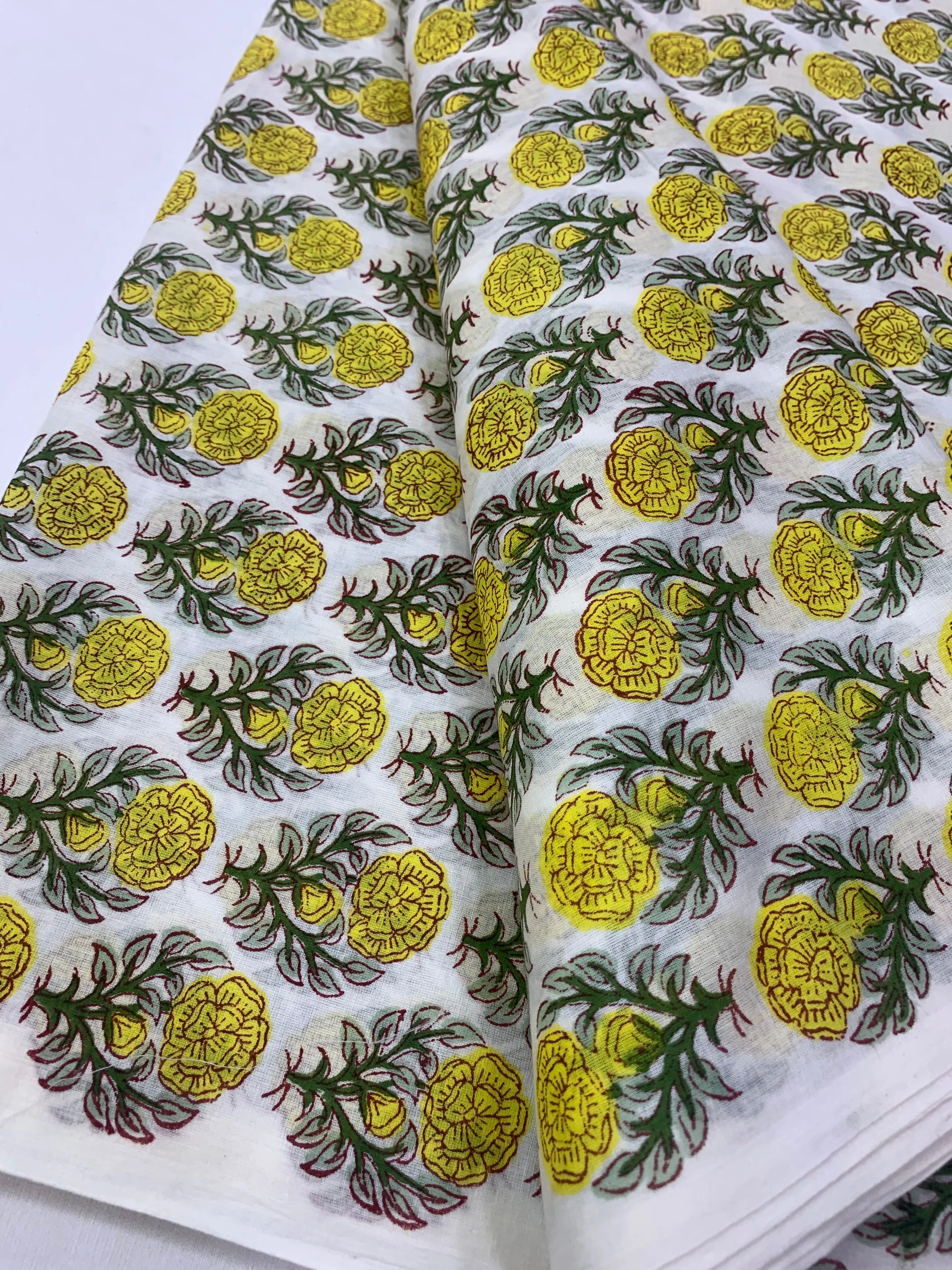 Hand Block Printed pure mul cotton fabric