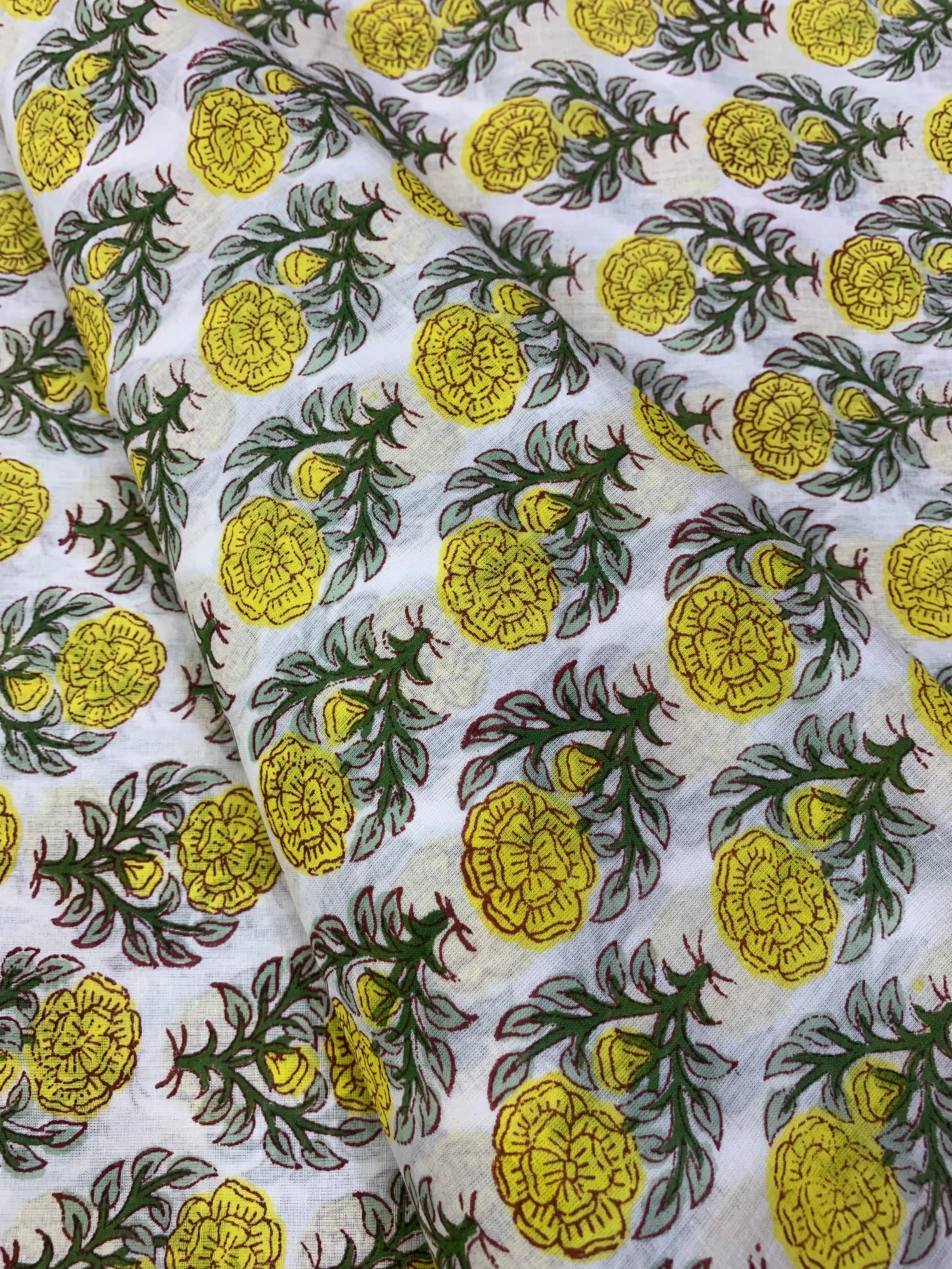 Hand Block Printed pure mul cotton fabric