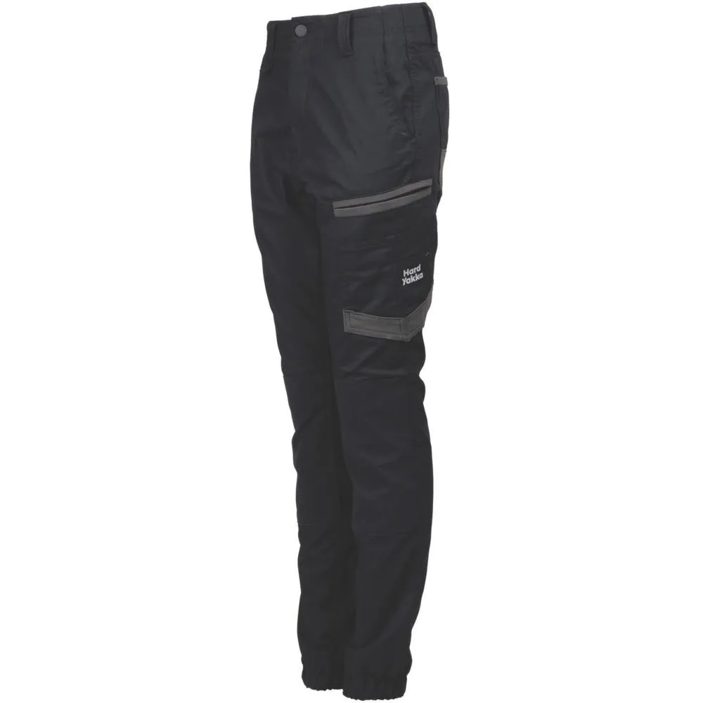 Hard Yakka Raptor Cuff Womens Trousers Black Size 12 30" L - Screwfix