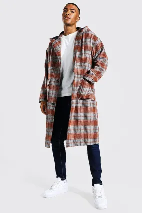 Hooded Check Longline Coat