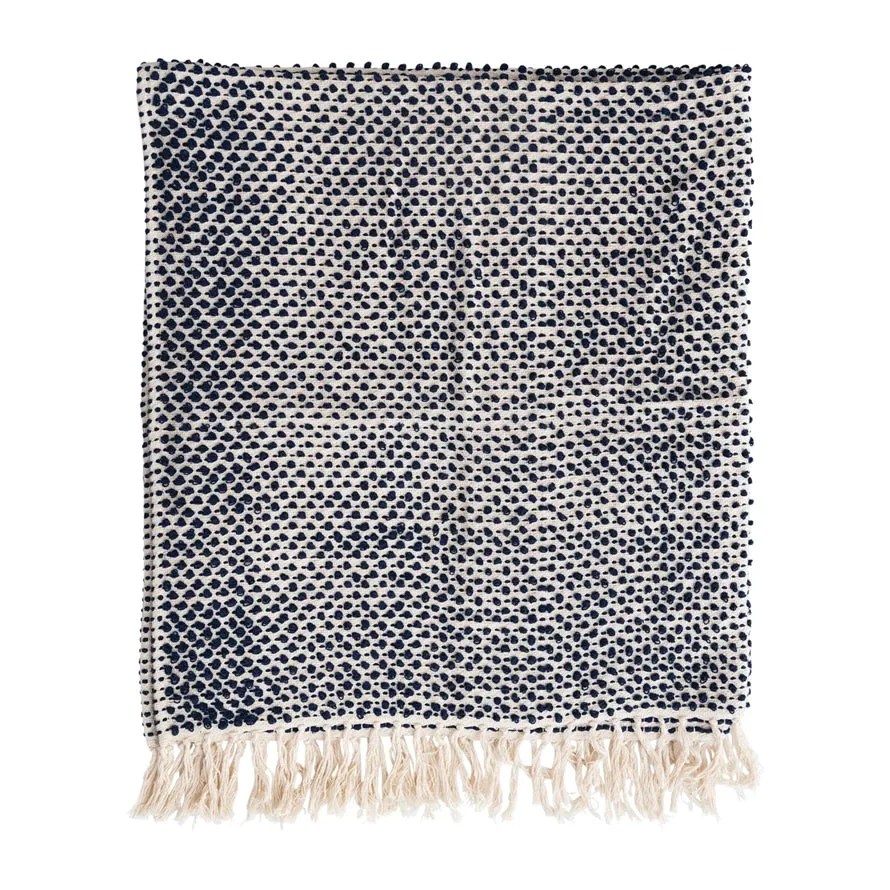 INDIGO DOT COTTON WOVEN THROW