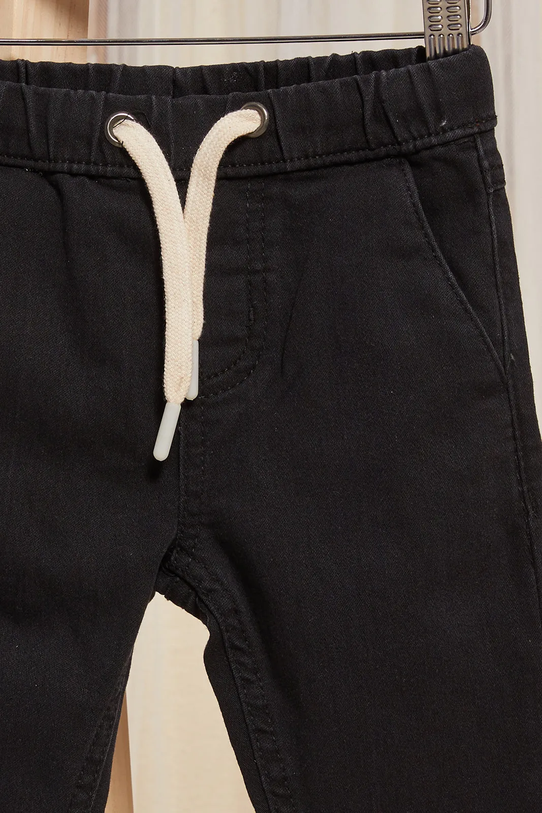 Infant Boys Black Denim Black Pull On Jeans