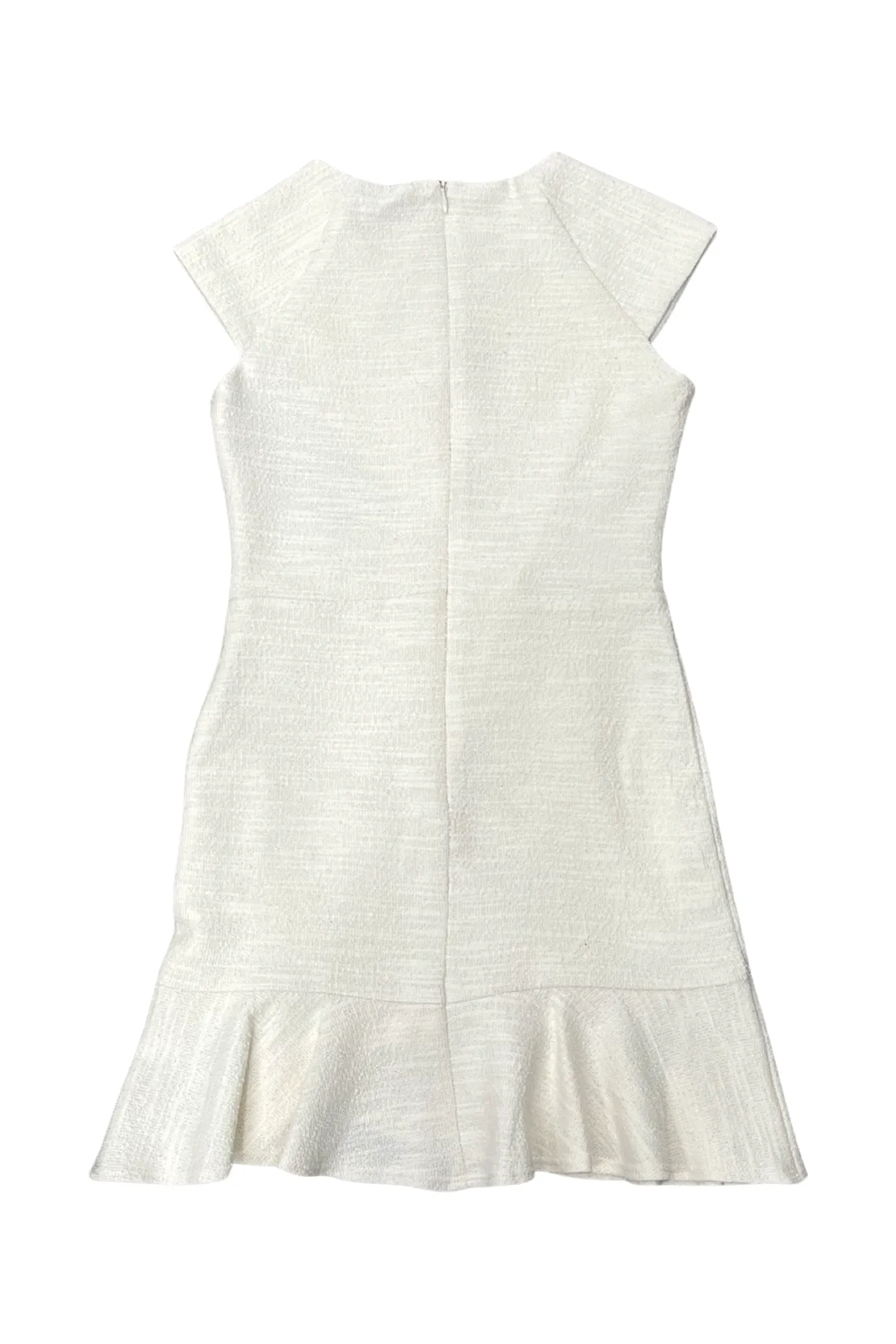 Ivory Cap Sleeve Ruffle Front Dress