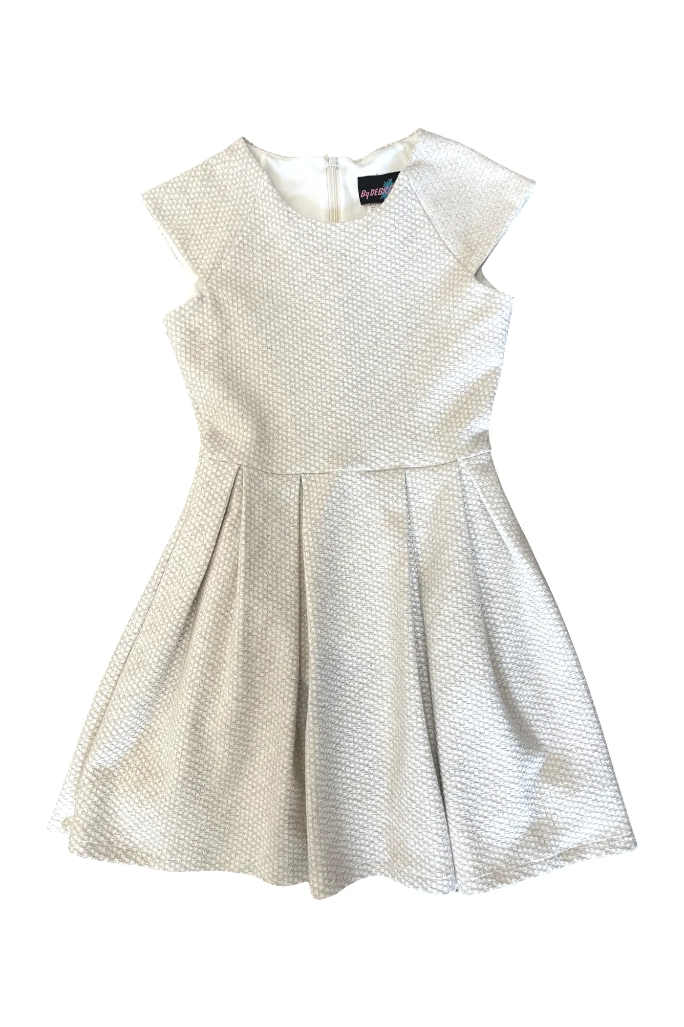 Ivory Silver Pleated Dress