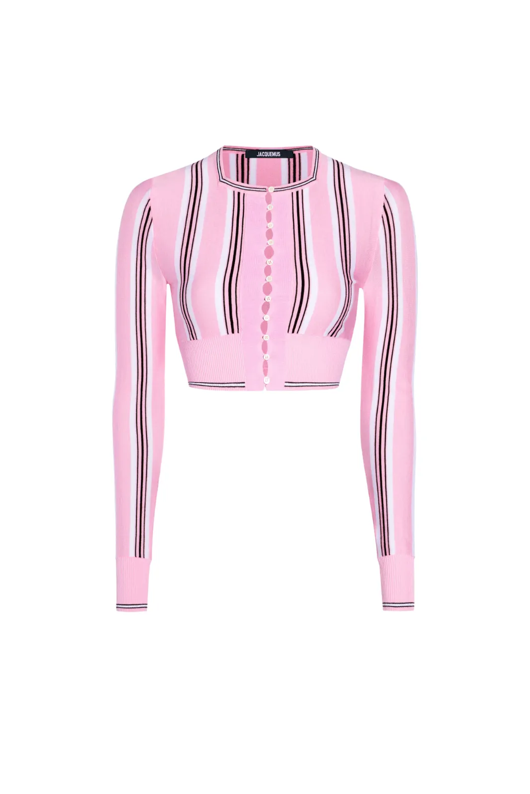 Jacquemus The Spiaggia Pink Striped virgin wool knit cardigan