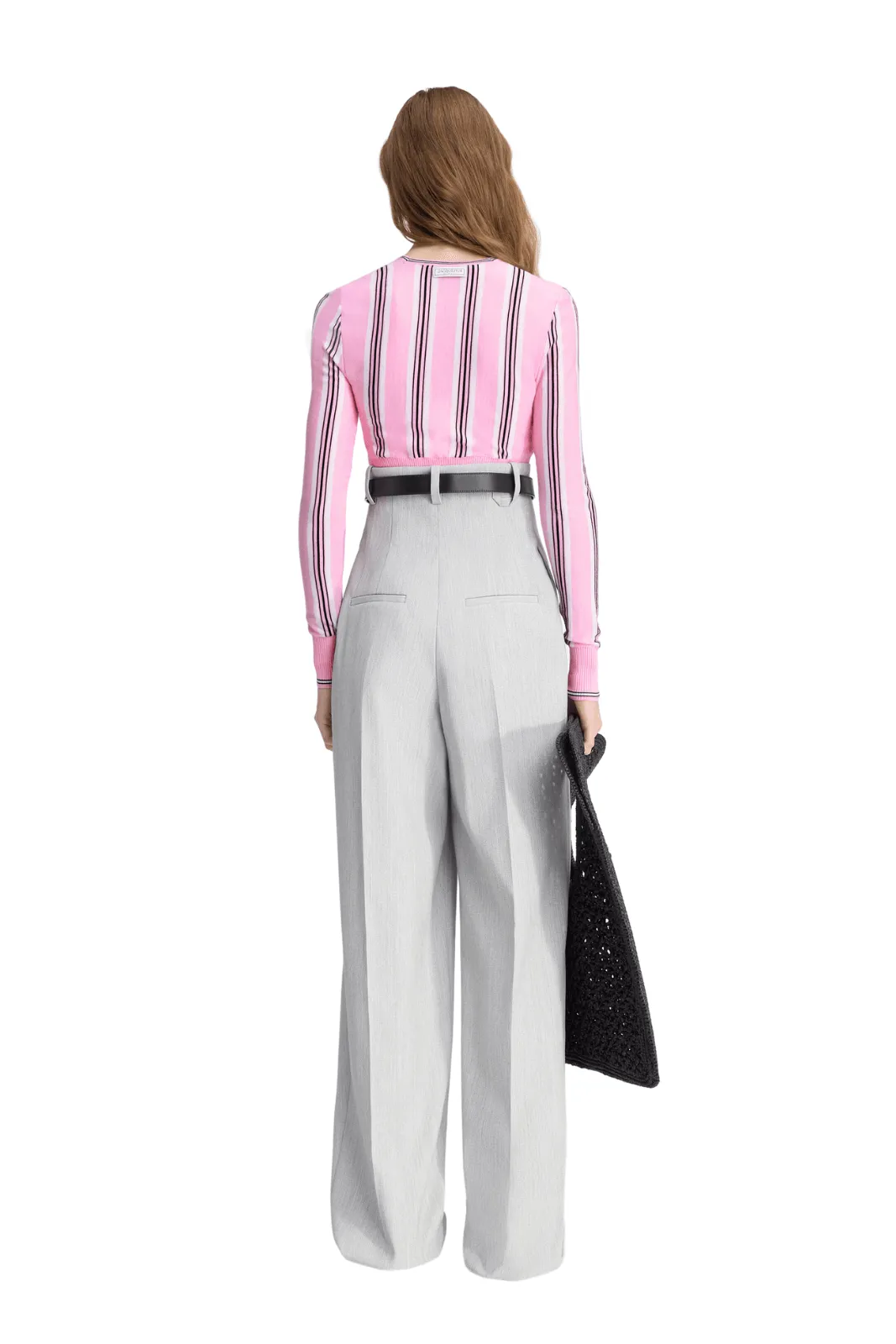 Jacquemus The Spiaggia Pink Striped virgin wool knit cardigan