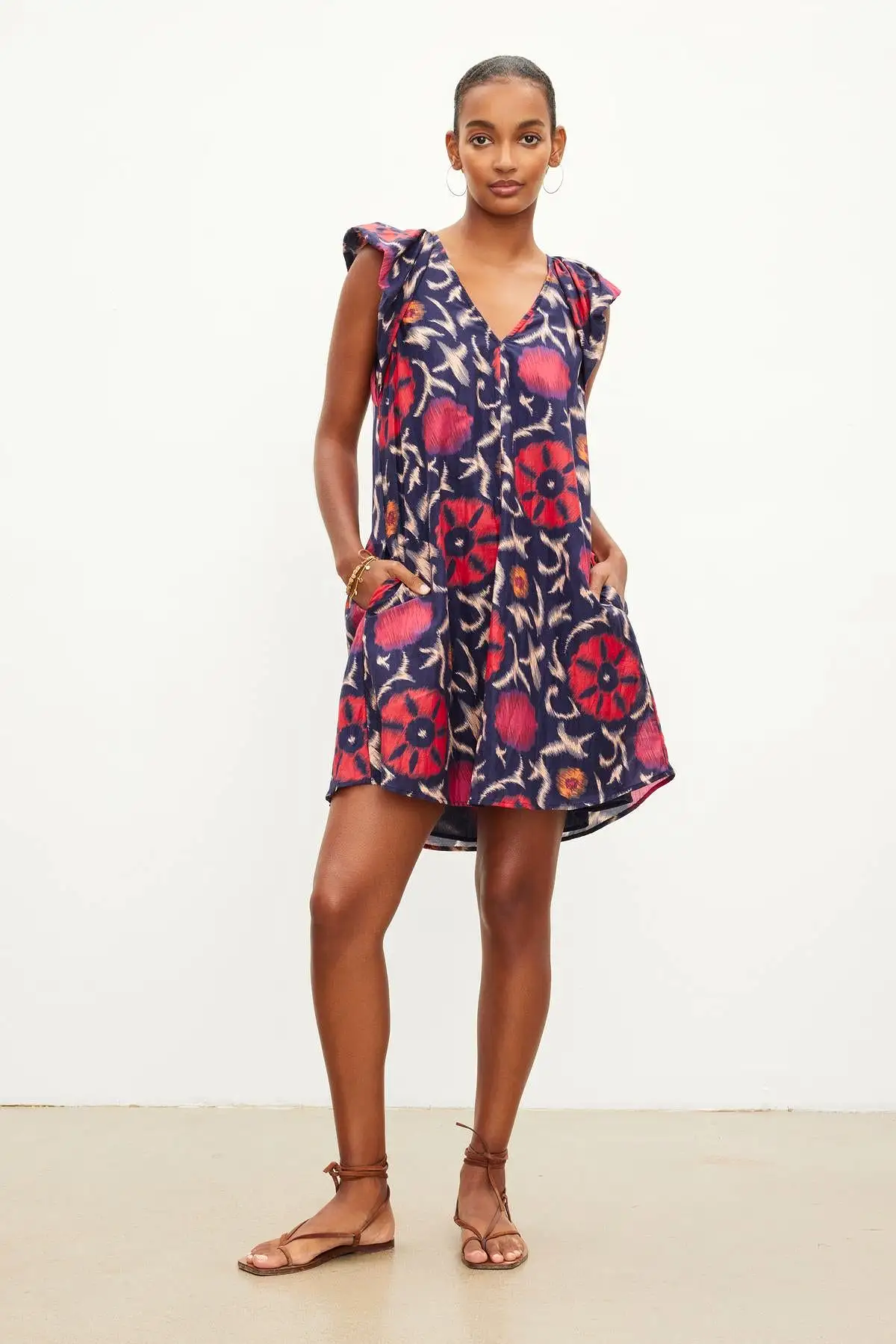 JENNA PRINTED SILK COTTON VOILE DRESS - VELVET