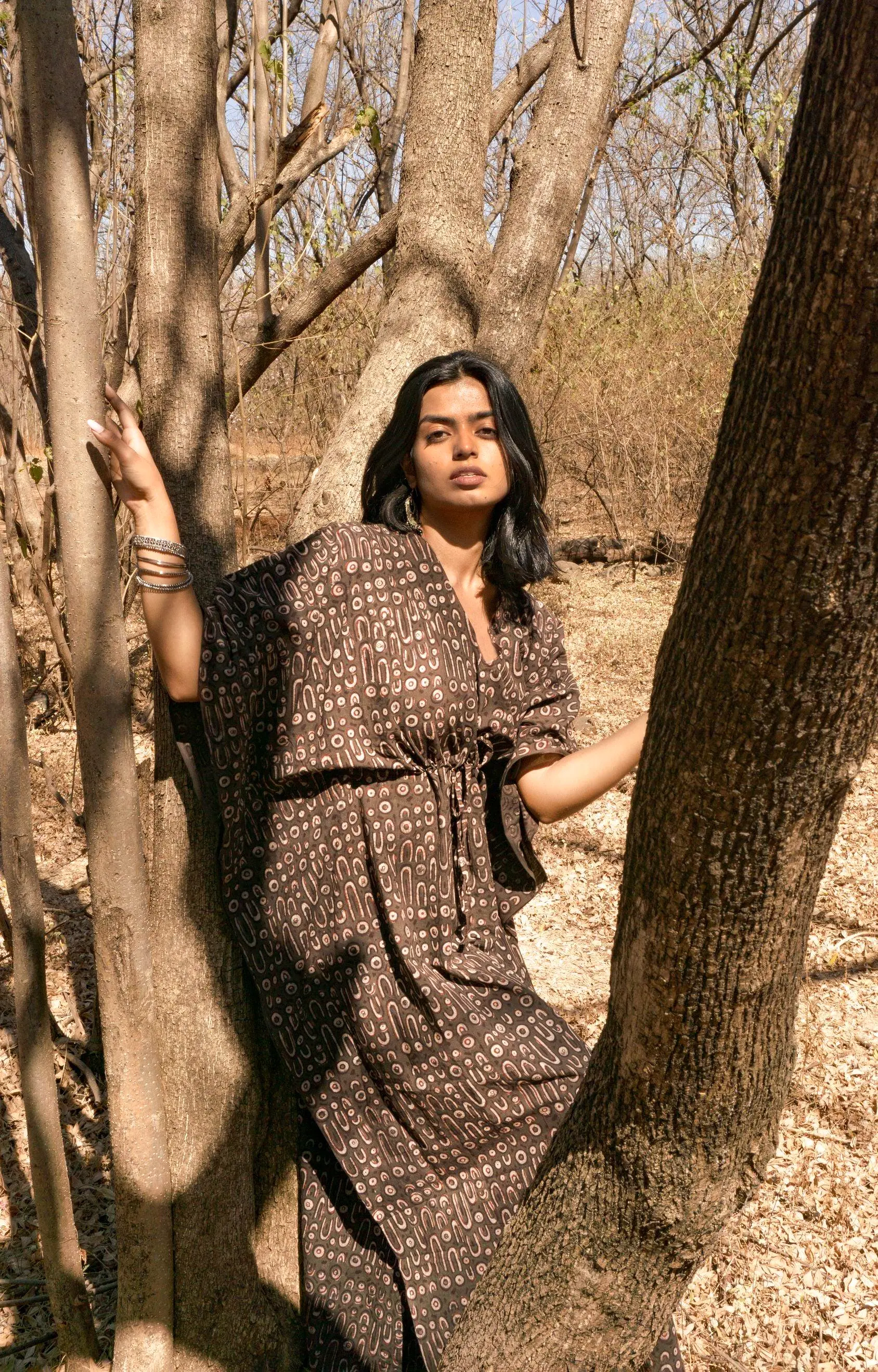 Kaisori Mulmul Kashish natural dyed block printed Kaftan