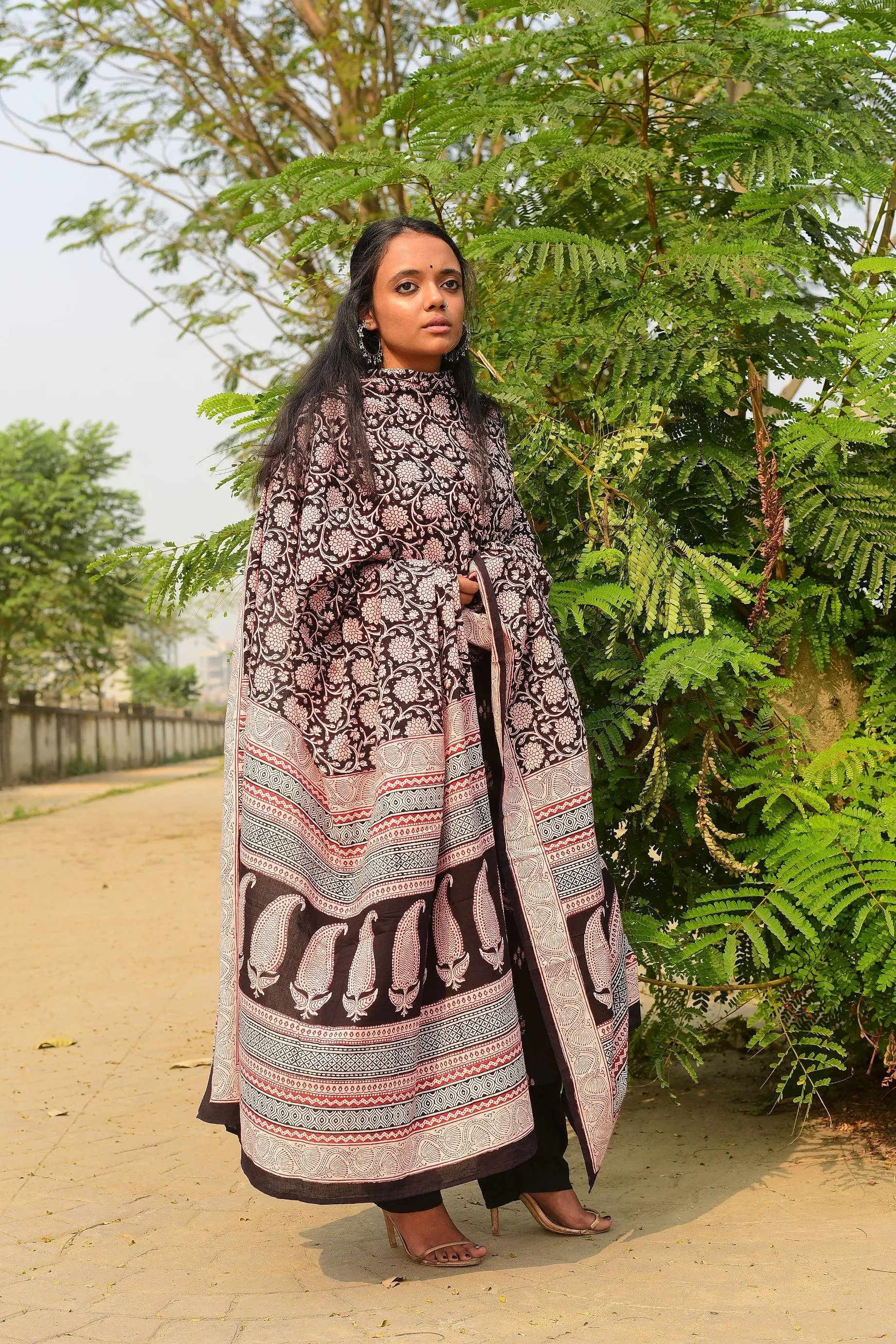 Kaisori Nandana collection - Bagh Jaal black block printed dupatta