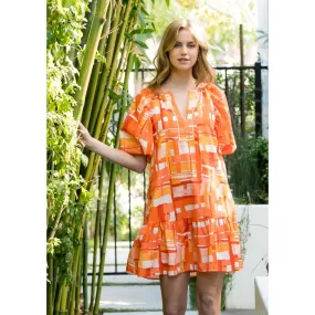 Karla Orange Print Abstract THML Dress