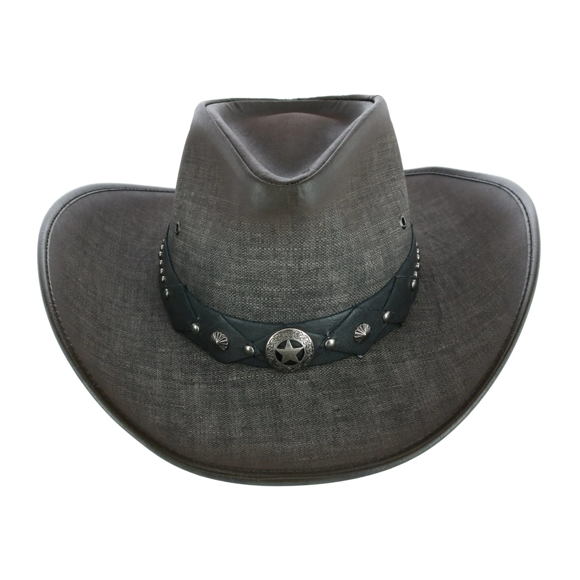 Kenny K Men's Grey UPF 50+ Western Hat with Vegan Leather Band